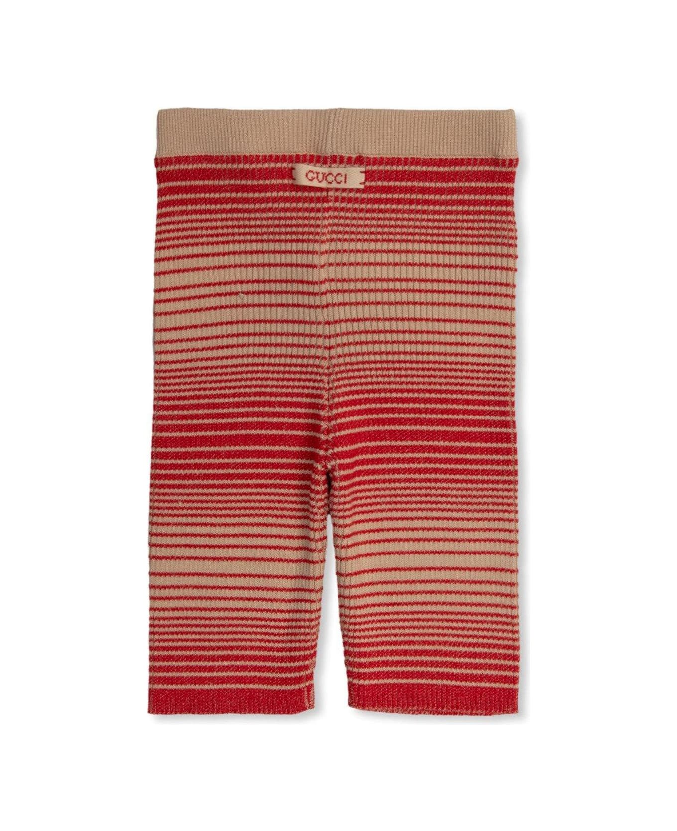 Gucci Logo Patch Striped Shorts - Rosso
