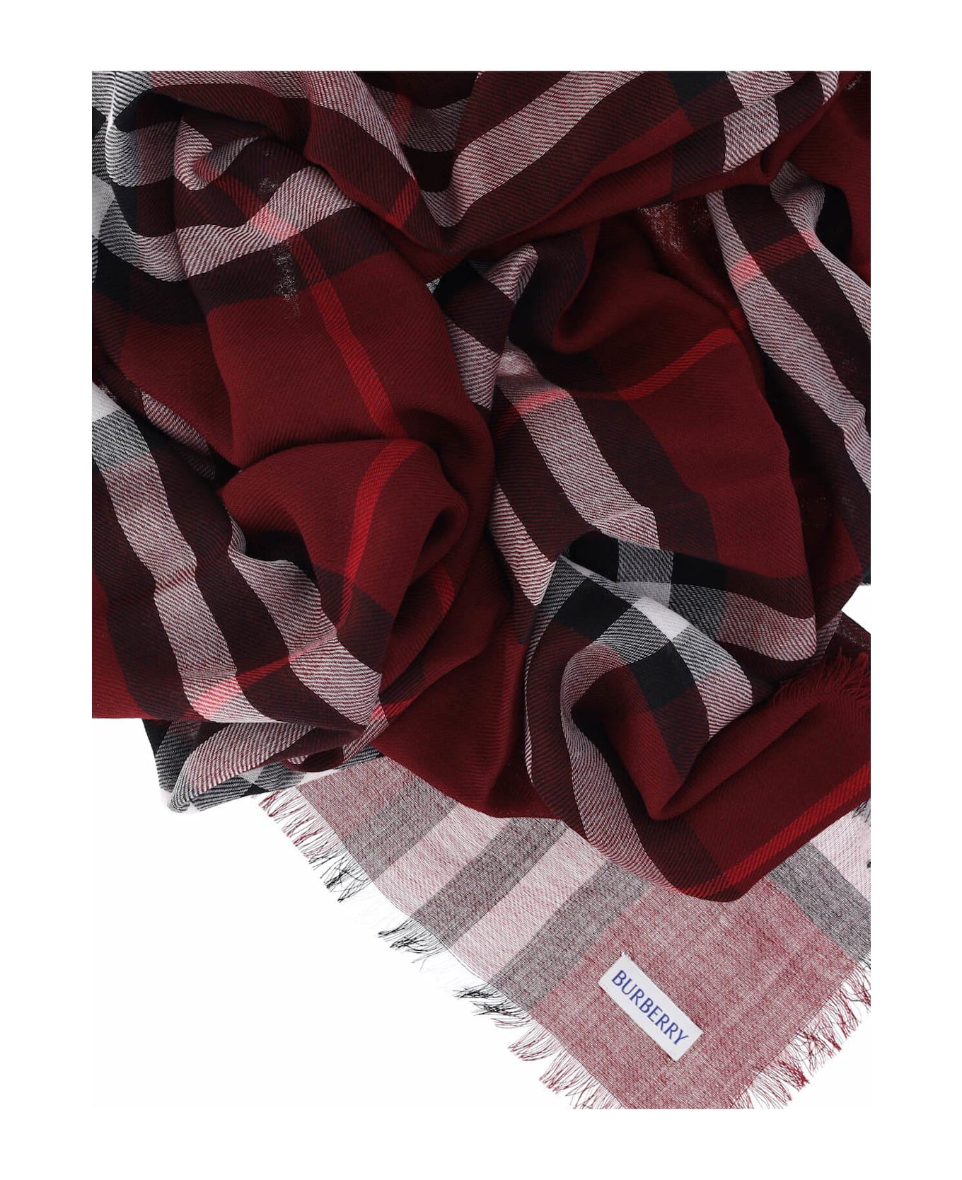 Burberry 
check
 Wool Scarf - Red