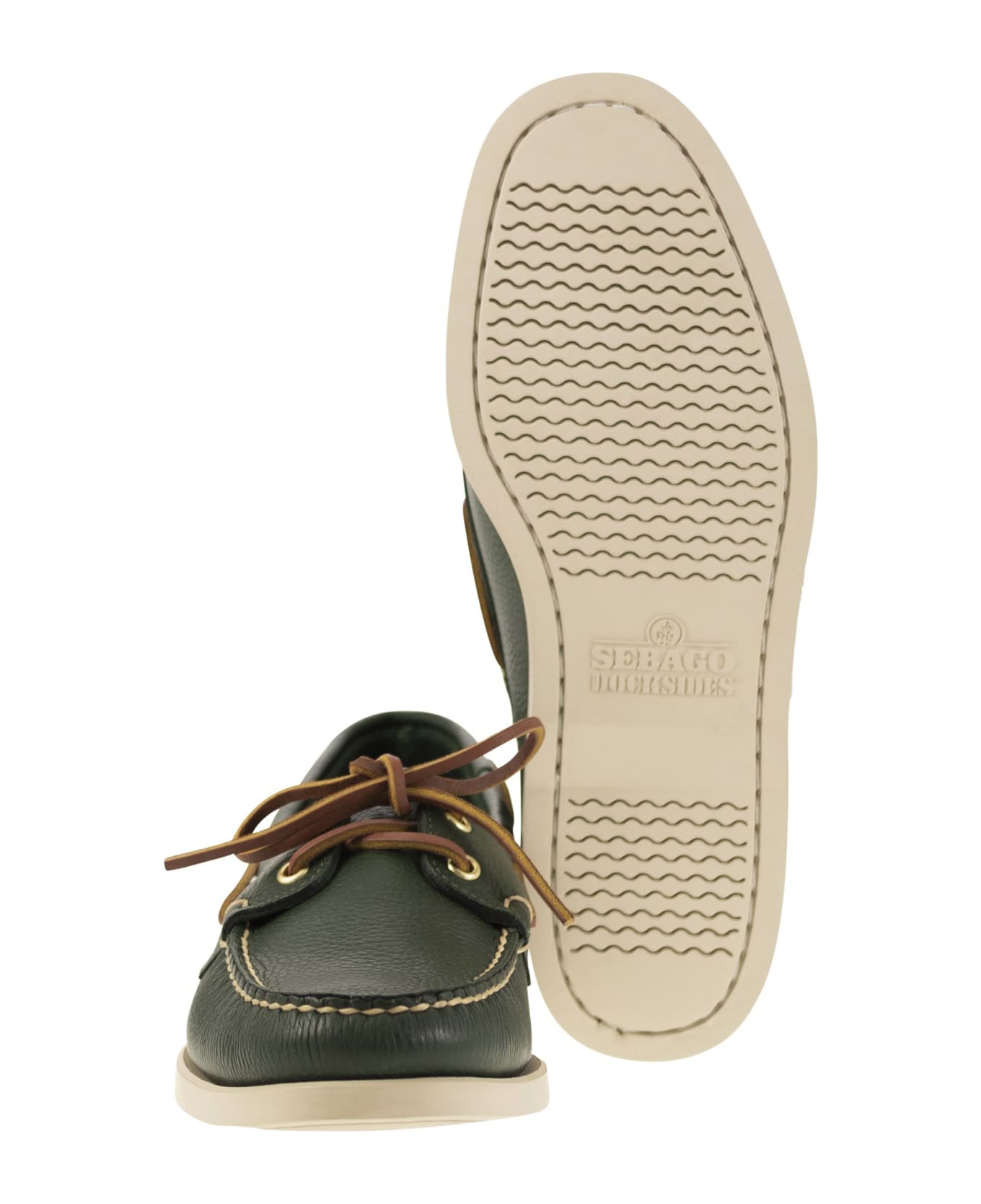 Sebago Portland - Moccasin With Grained Leather - Green ローファー＆デッキシューズ