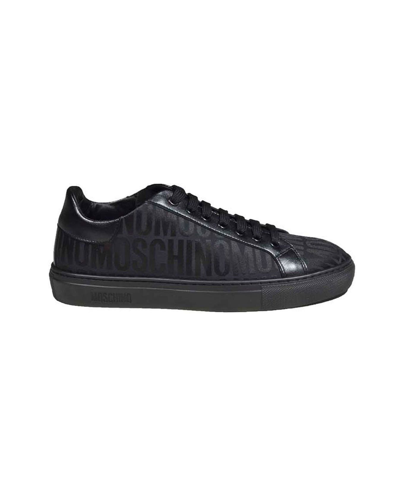 Moschino All-over Monogram Jacquard Lace-up Sneakers - Nero