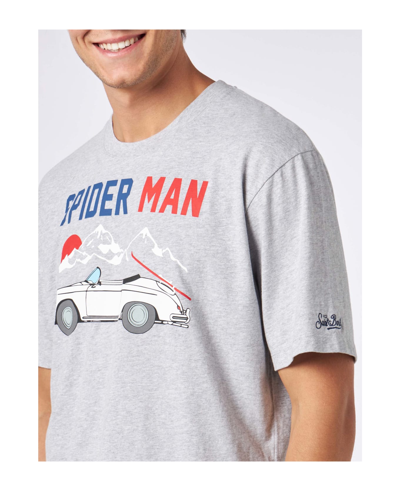 MC2 Saint Barth Man Heavy Cotton T-shirt With Spider Man And Cart Print - unknown