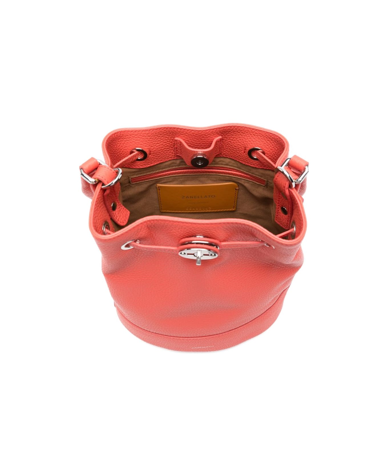 Zanellato Monda' Daily Small Leather Bucket Bag - Red