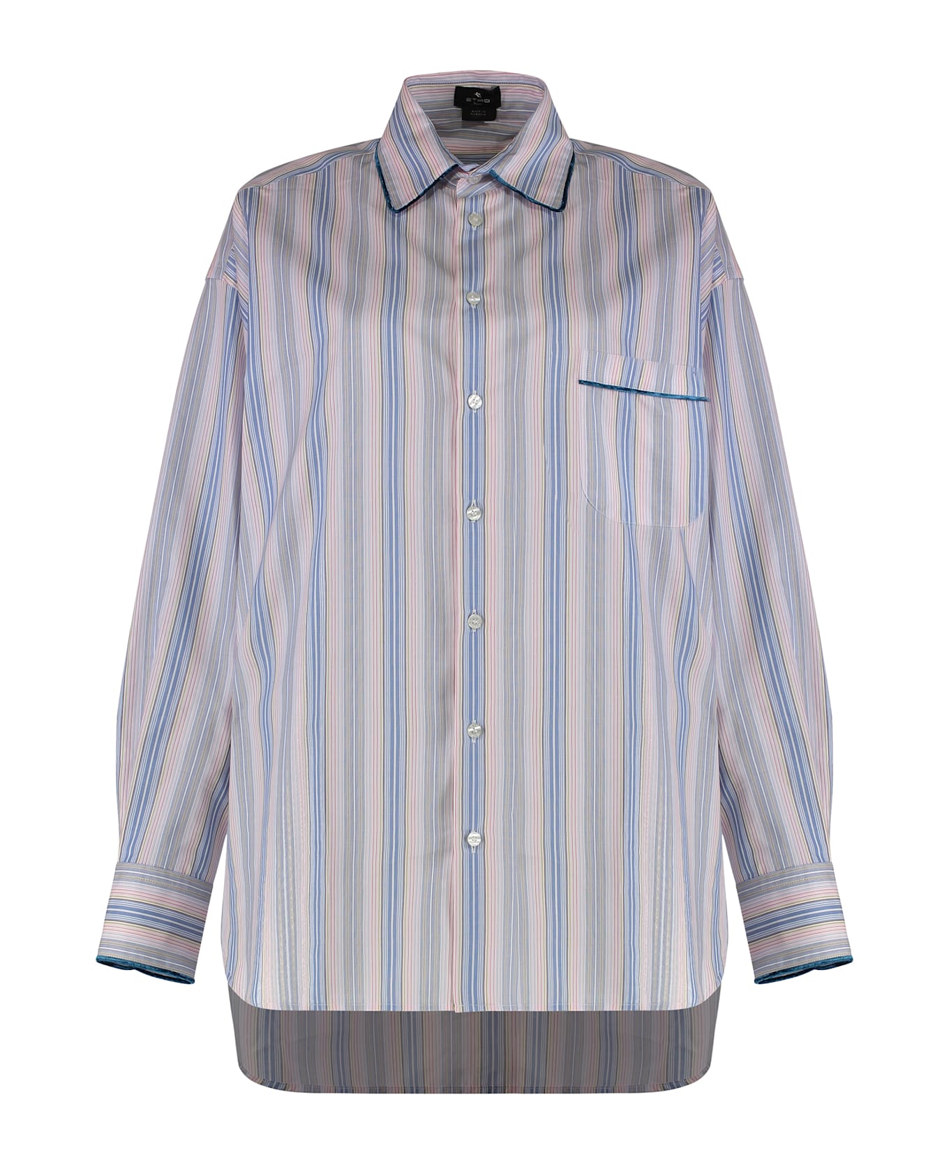 Etro Striped Cotton Shirt - Light Blue