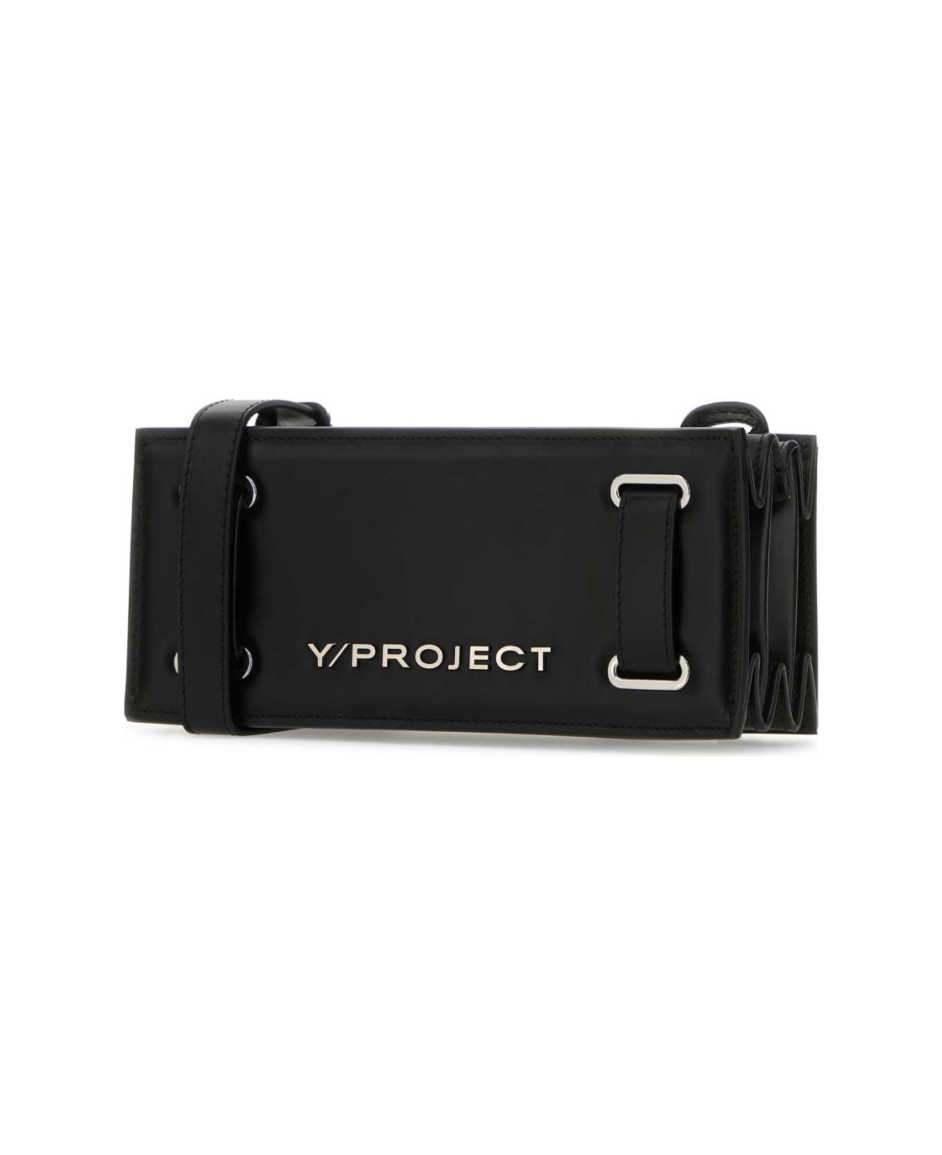 Y/Project Black Leather Crossbody Bag - BLACK トートバッグ