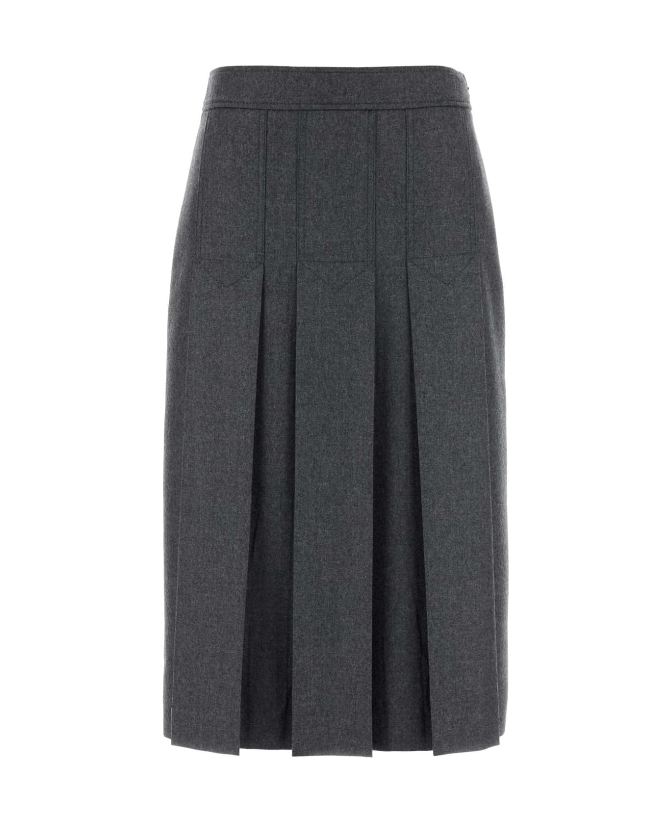 Prada Dark Grey Flannel Skirt - ARDESIA