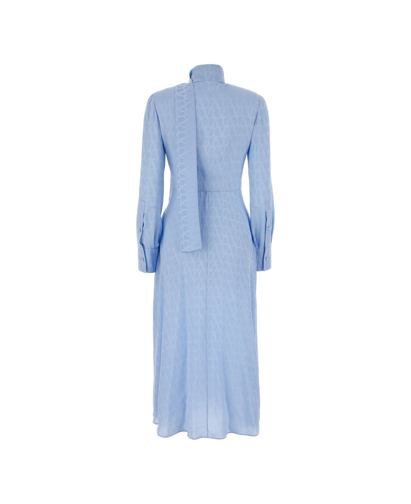 Valentino Garavani Valentino Toile Iconographe Straight Hem Long-sleeved Dress - Azzurro