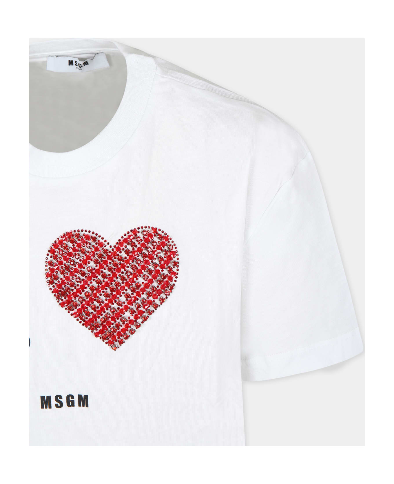 MSGM White T-shirt For Girl With Logo - Bianco