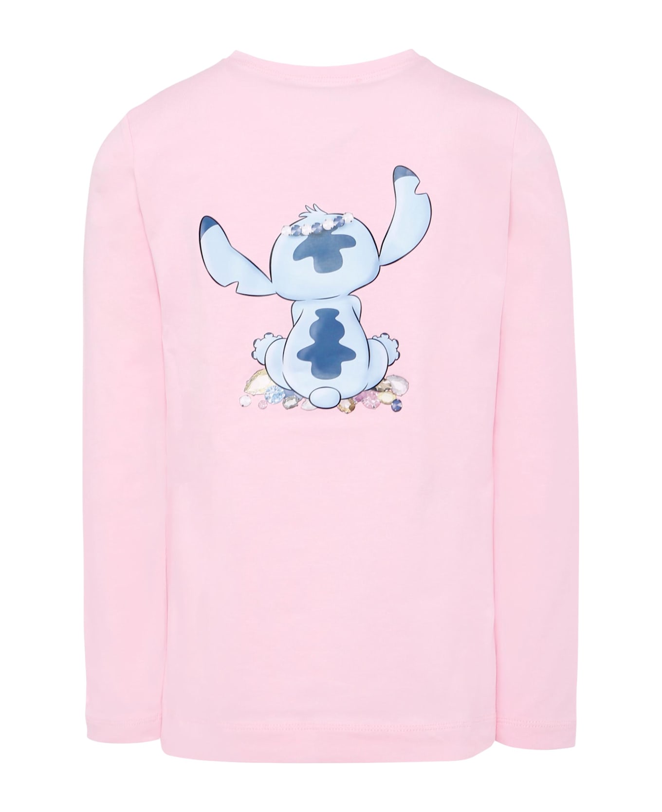 Monnalisa Pink T-shirt For Girl With Stitch Print - Pink
