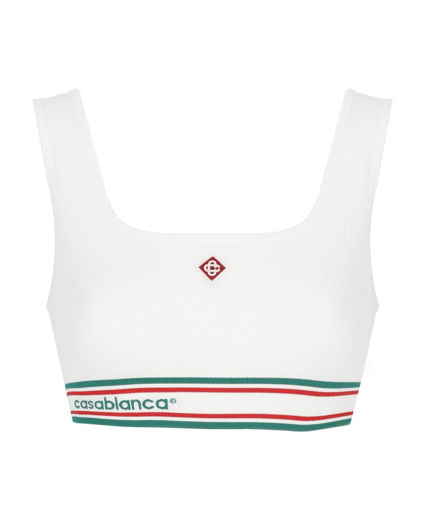 Casablanca Knitted Sports Tank Top - WHITE