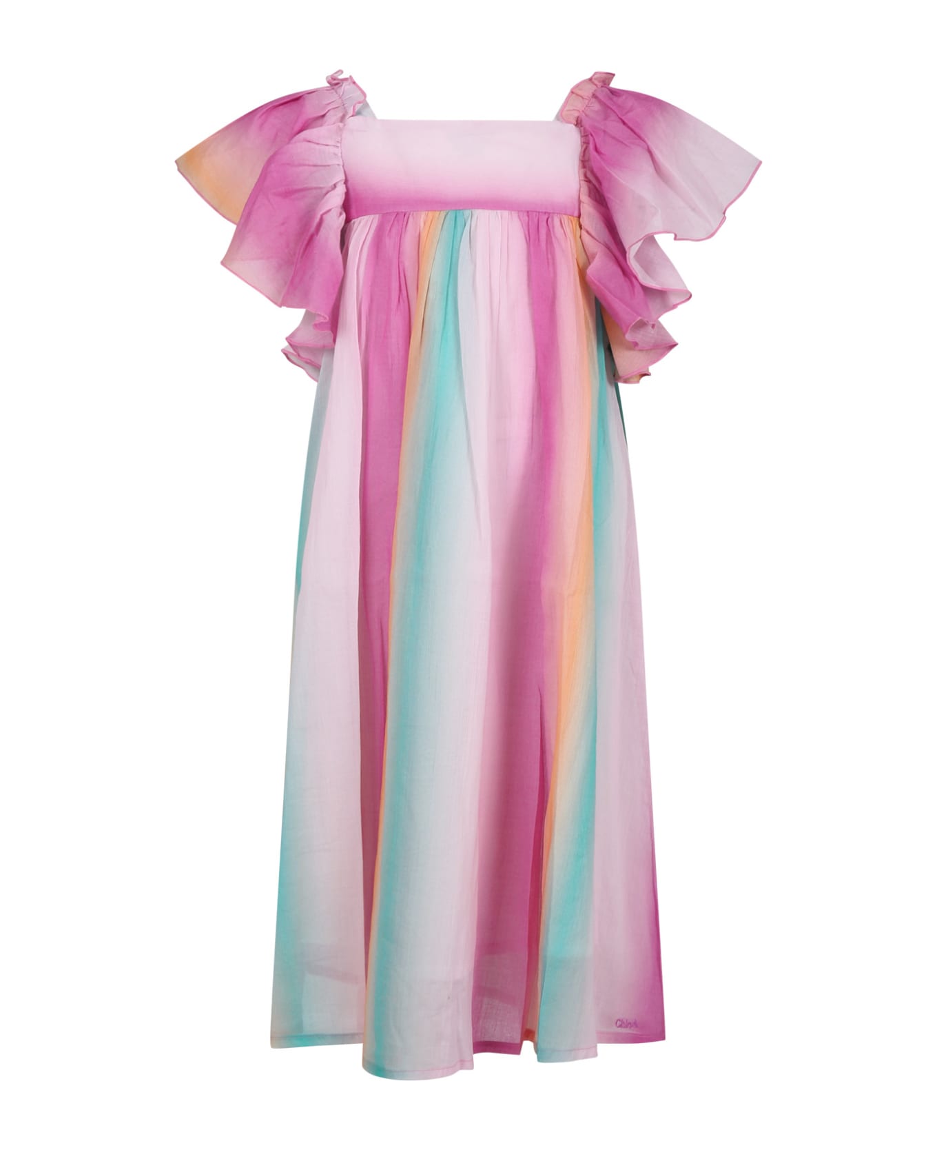Chloé Multicolor Dress For Girl - MultiColour ワンピース＆ドレス