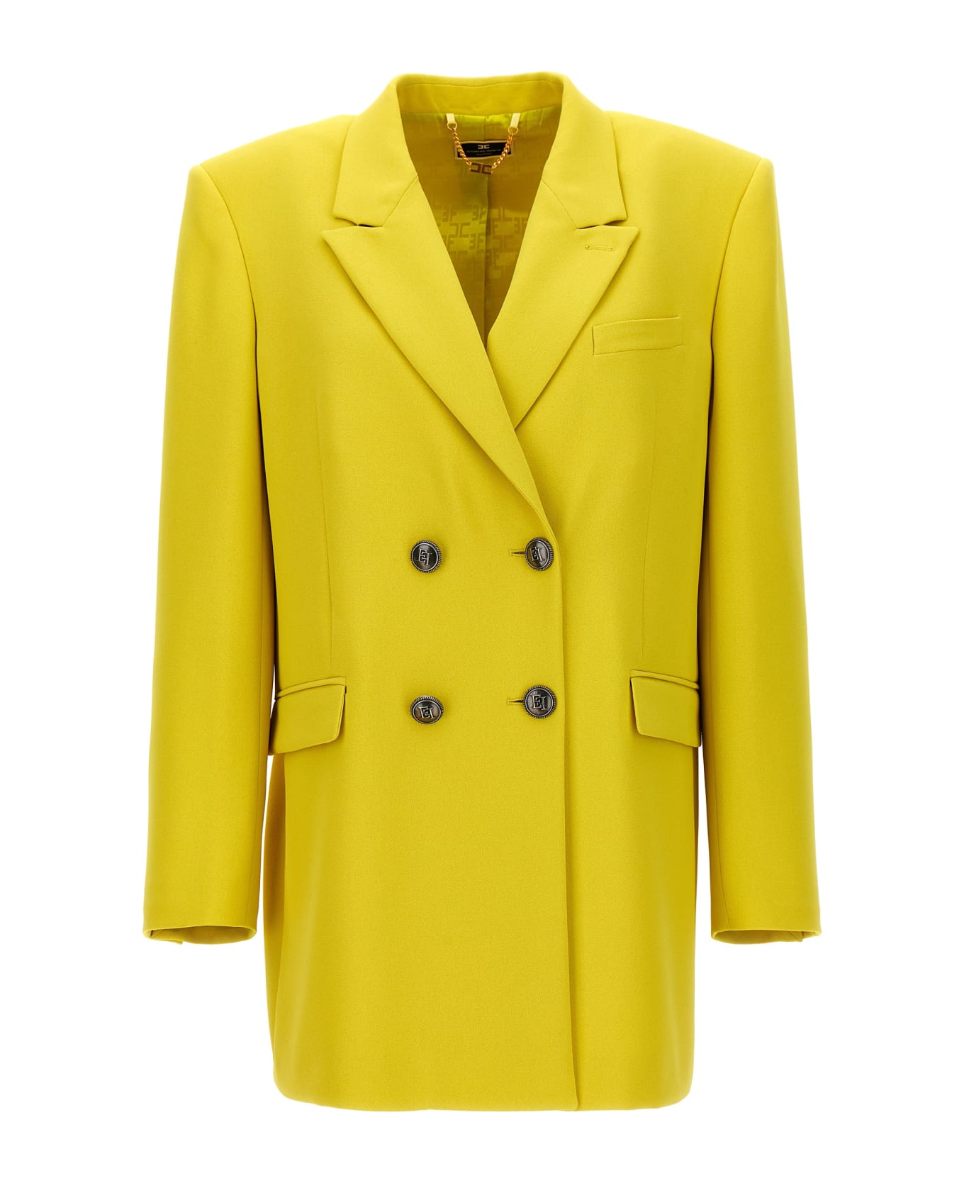 Elisabetta Franchi Double-breasted Blazer With Logo Buttons - Yellow