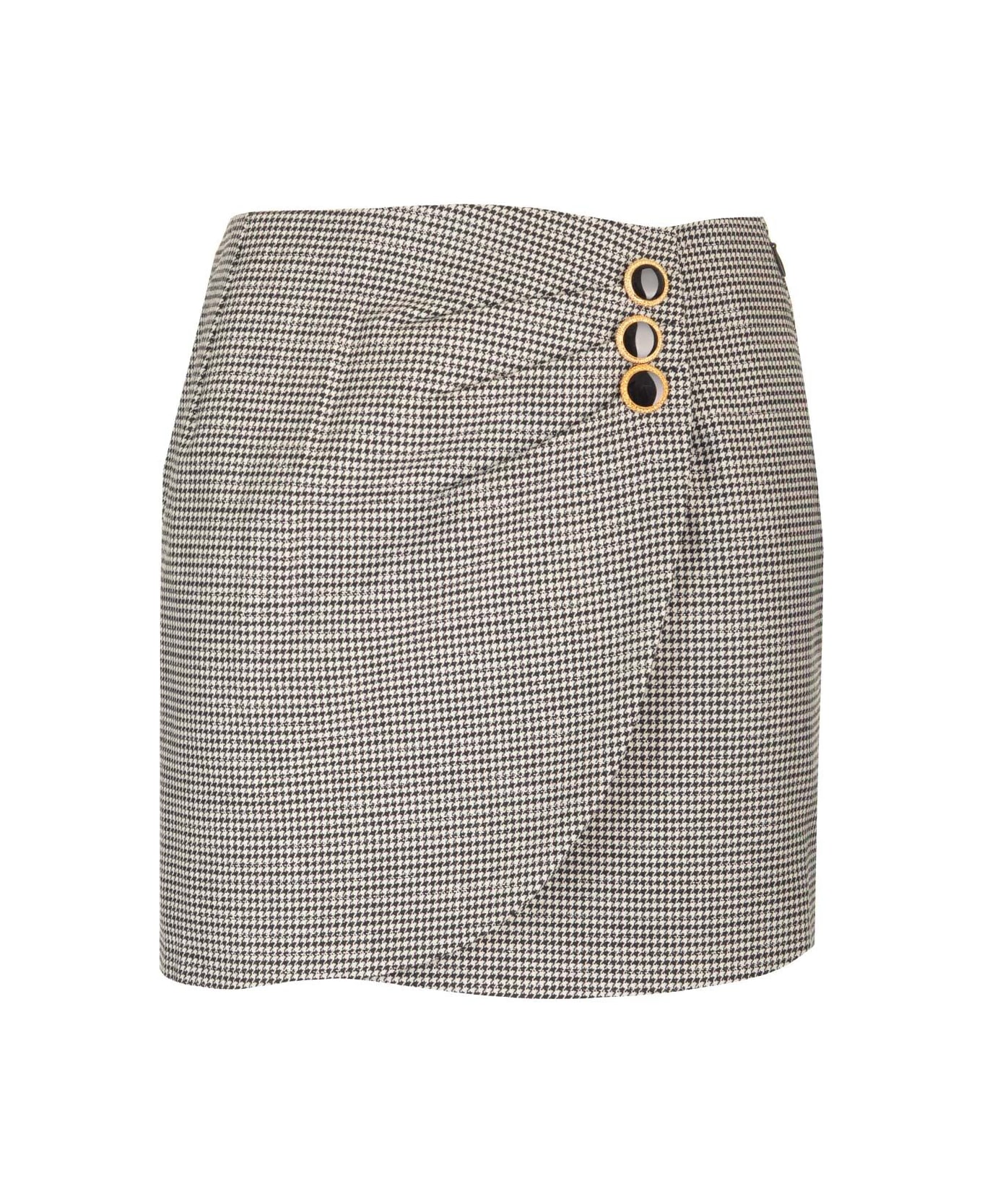 Alessandra Rich Houndstooth Mini Skirt - Black