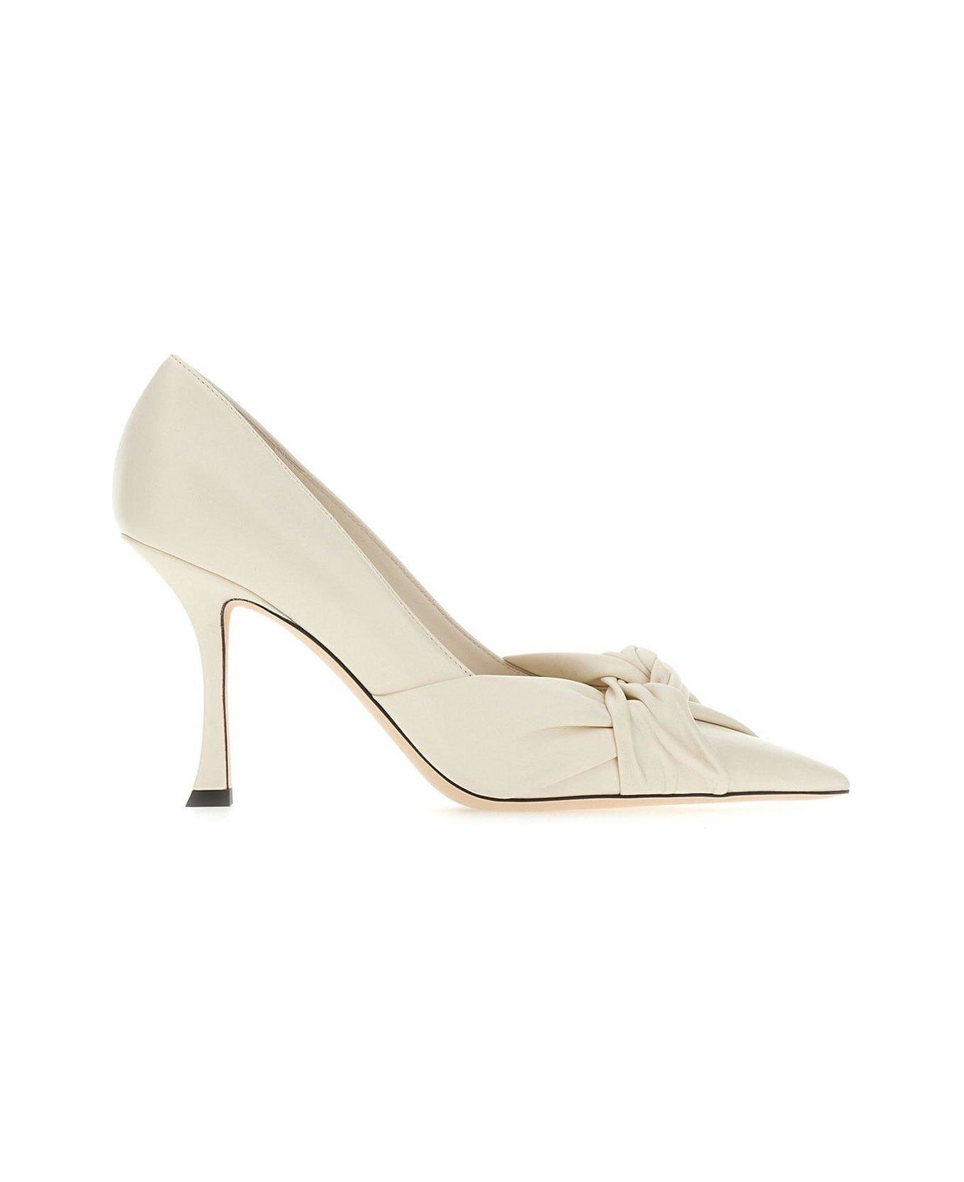 Jimmy Choo Hedera 90 Knot-detailed Pointed-toe Pumps - Milk
