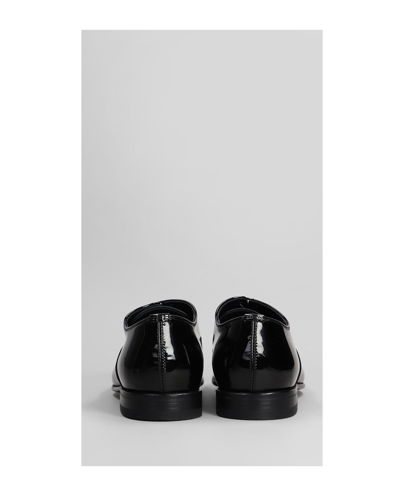 Green George Lace Up Shoes In Black Patent Leather - black