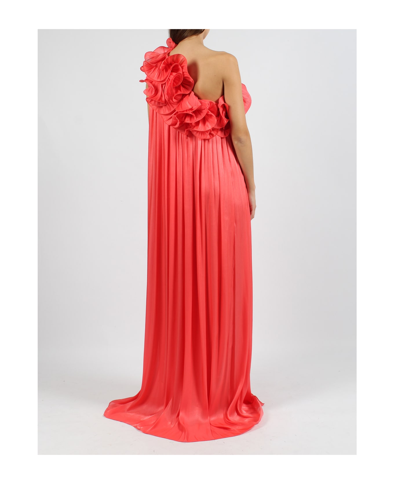 Costarellos Charmain Ruffled Pleated Gown - Red