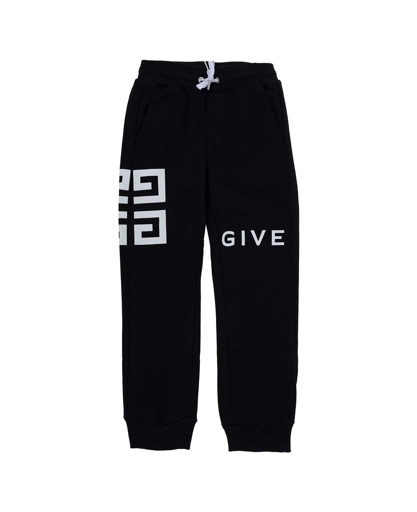 Givenchy Boy Blend Cotton Black Jogger Pants With Logo - Black