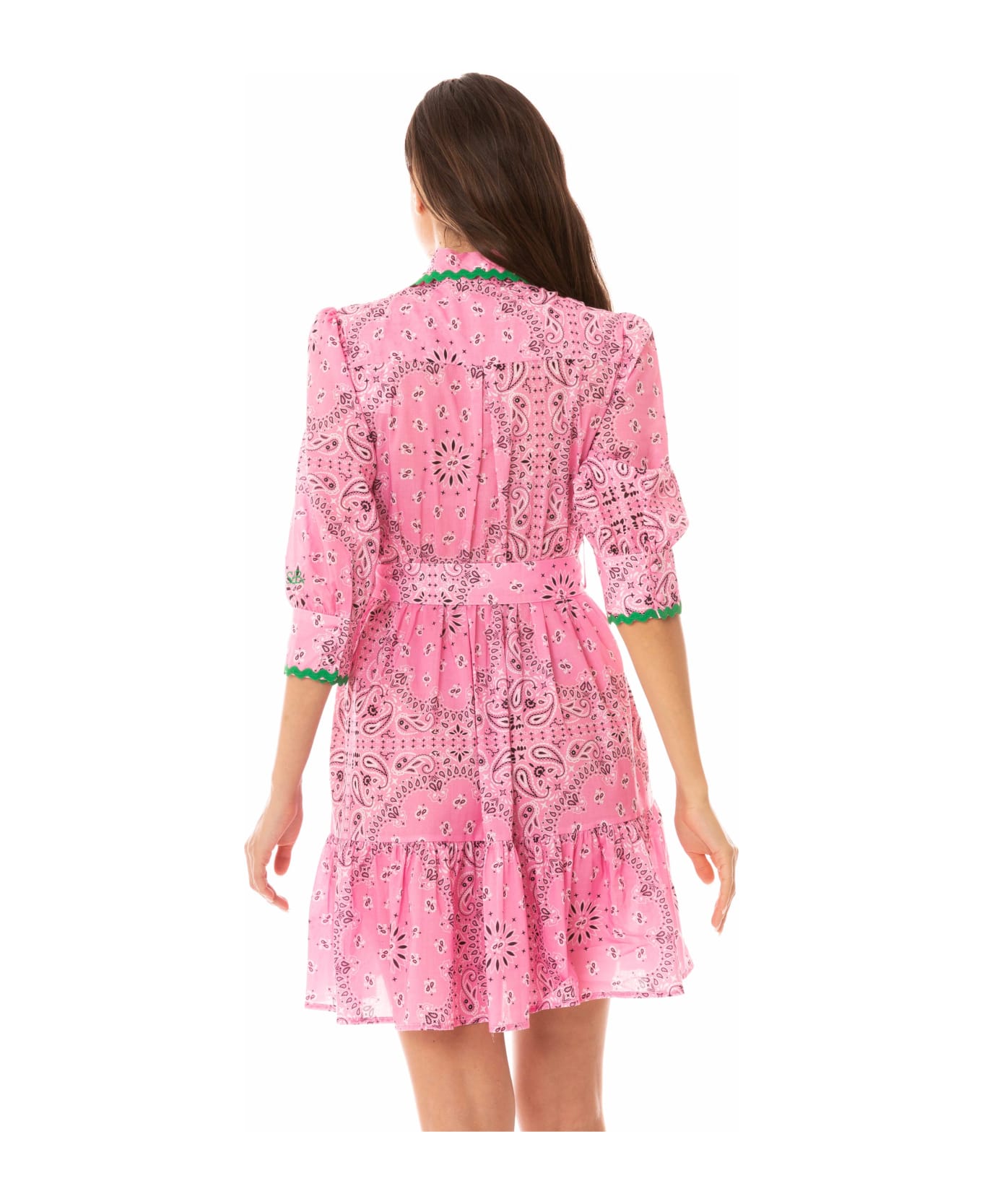 MC2 Saint Barth Bandanna Print Cotton Short Dress Daisy With Embroideries - PINK