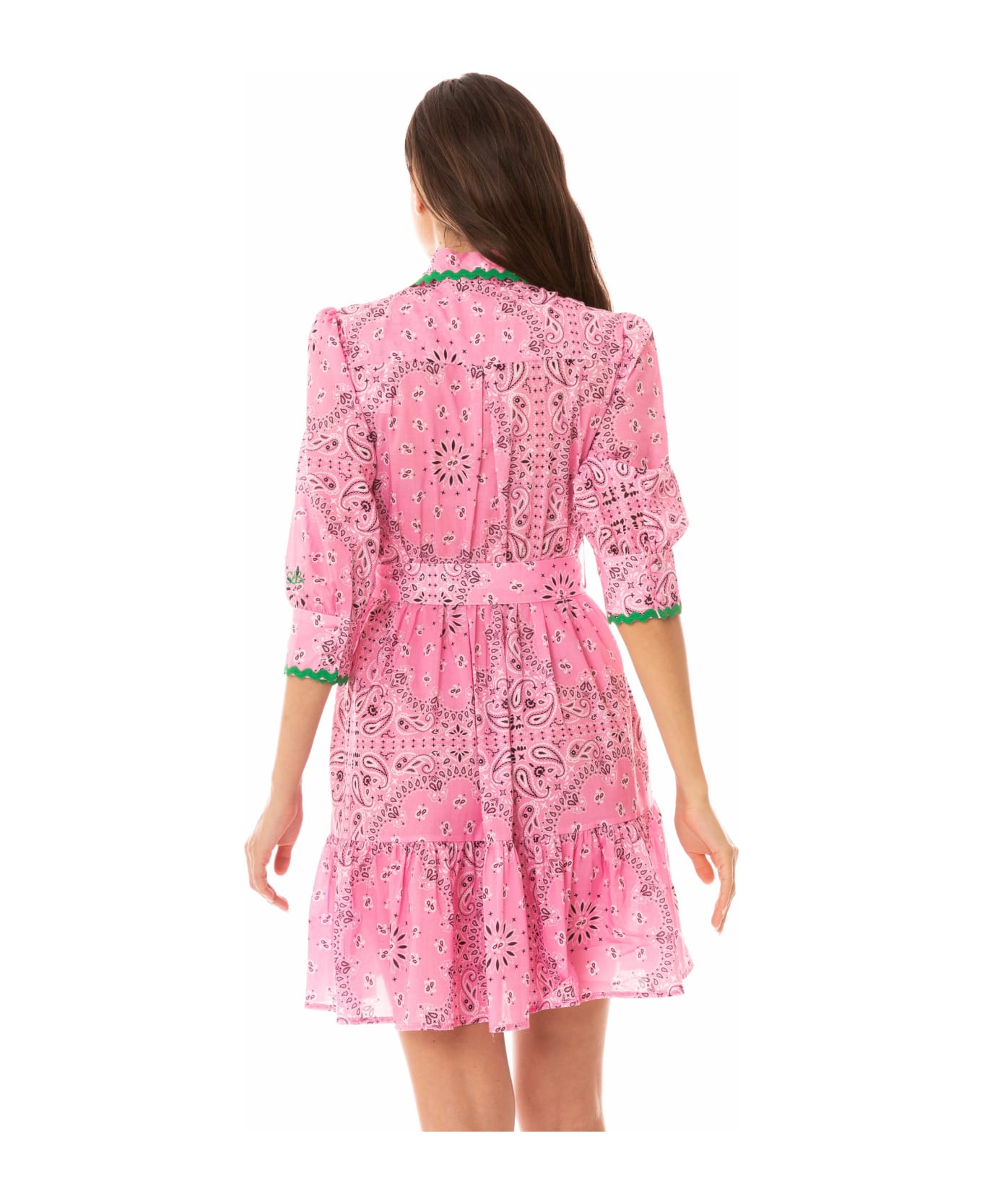 MC2 Saint Barth Bandanna Print Cotton Short Dress Daisi With Embroideries - PINK