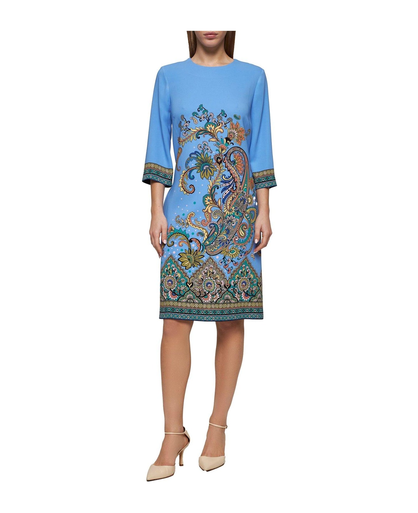 Etro Floral-printed Dress - Clear Blue