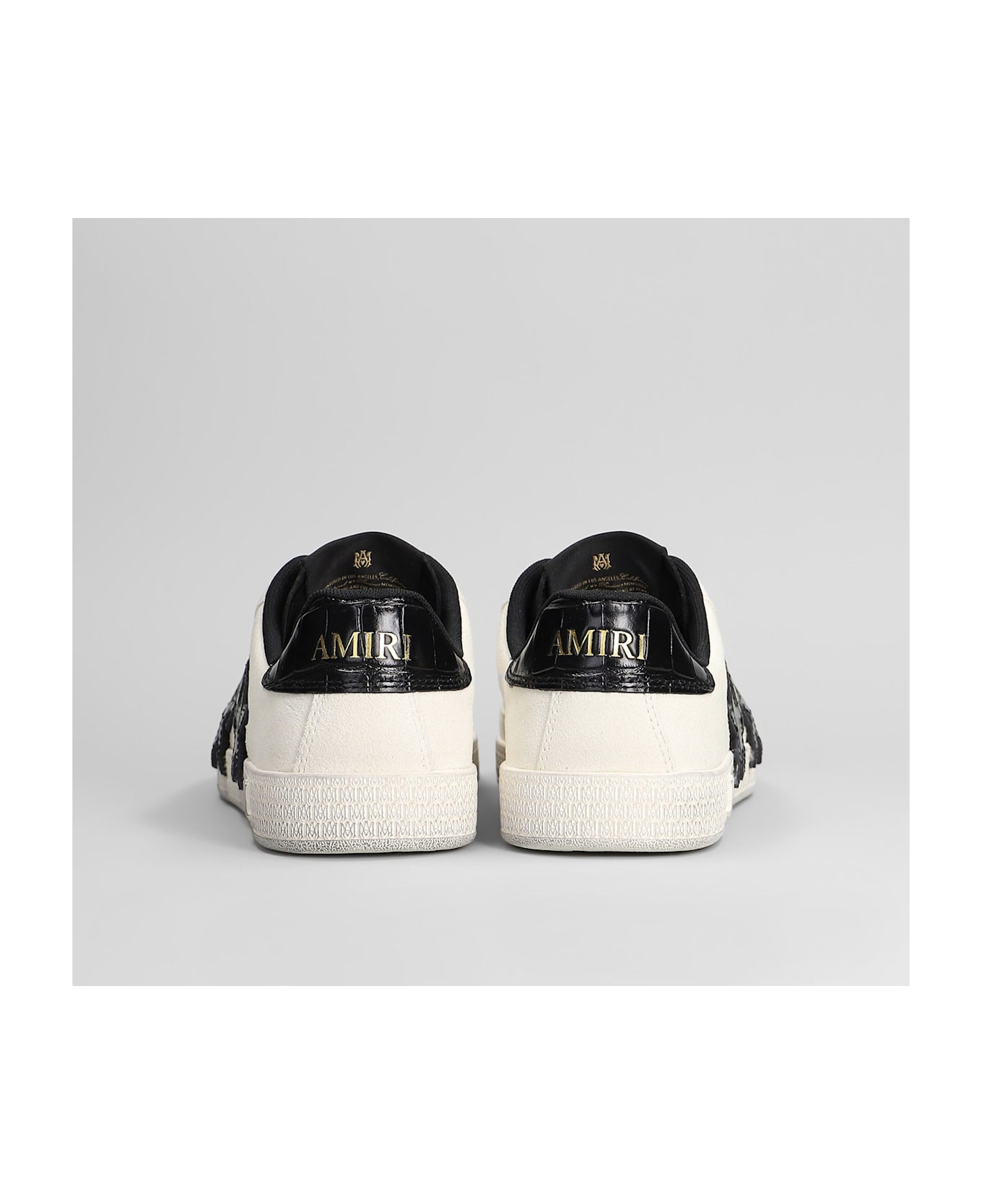 AMIRI Croc Debossed Pacifi Sneakers In White Suede - white スニーカー
