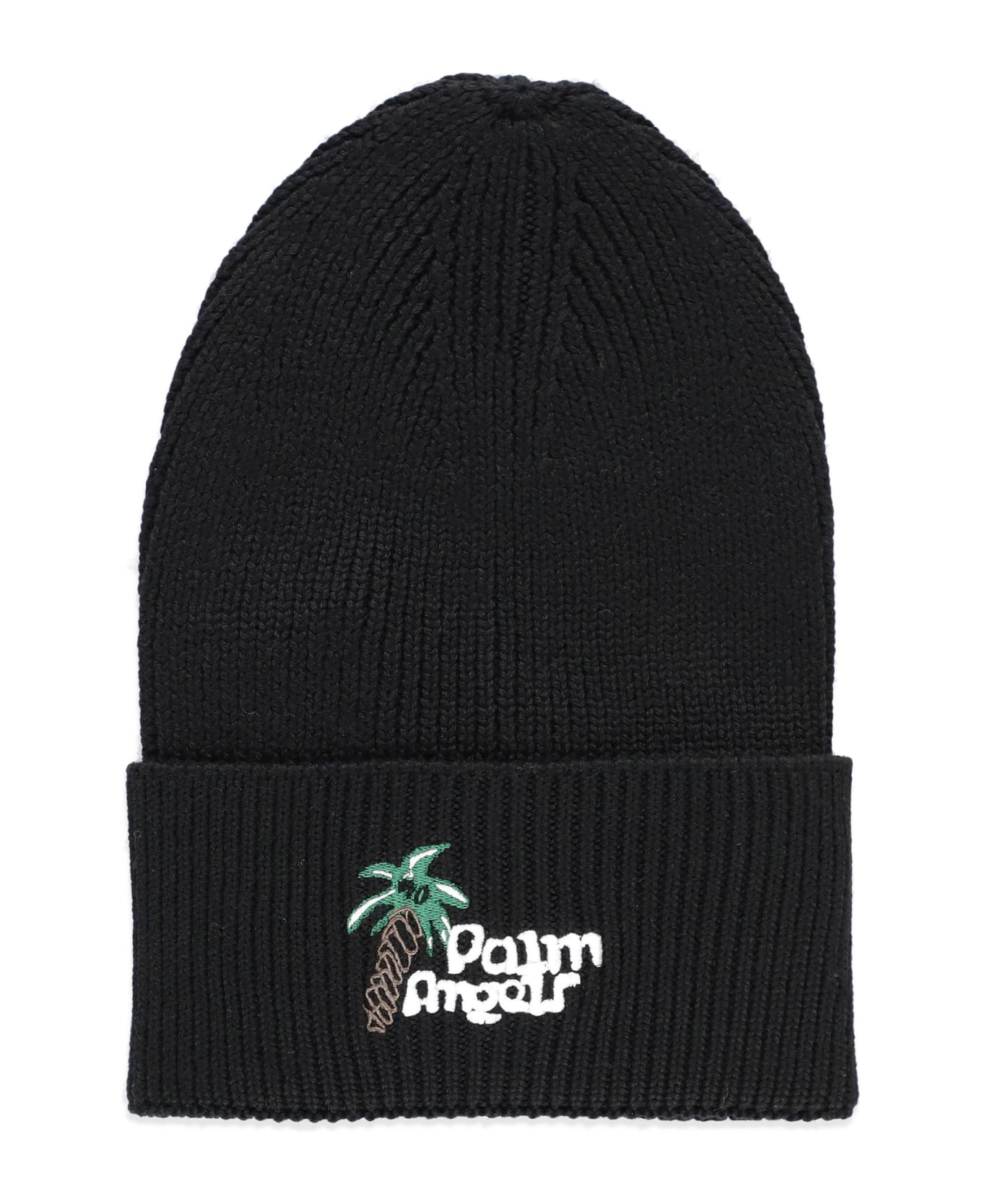 Palm Angels Beanie With Logo - Black
