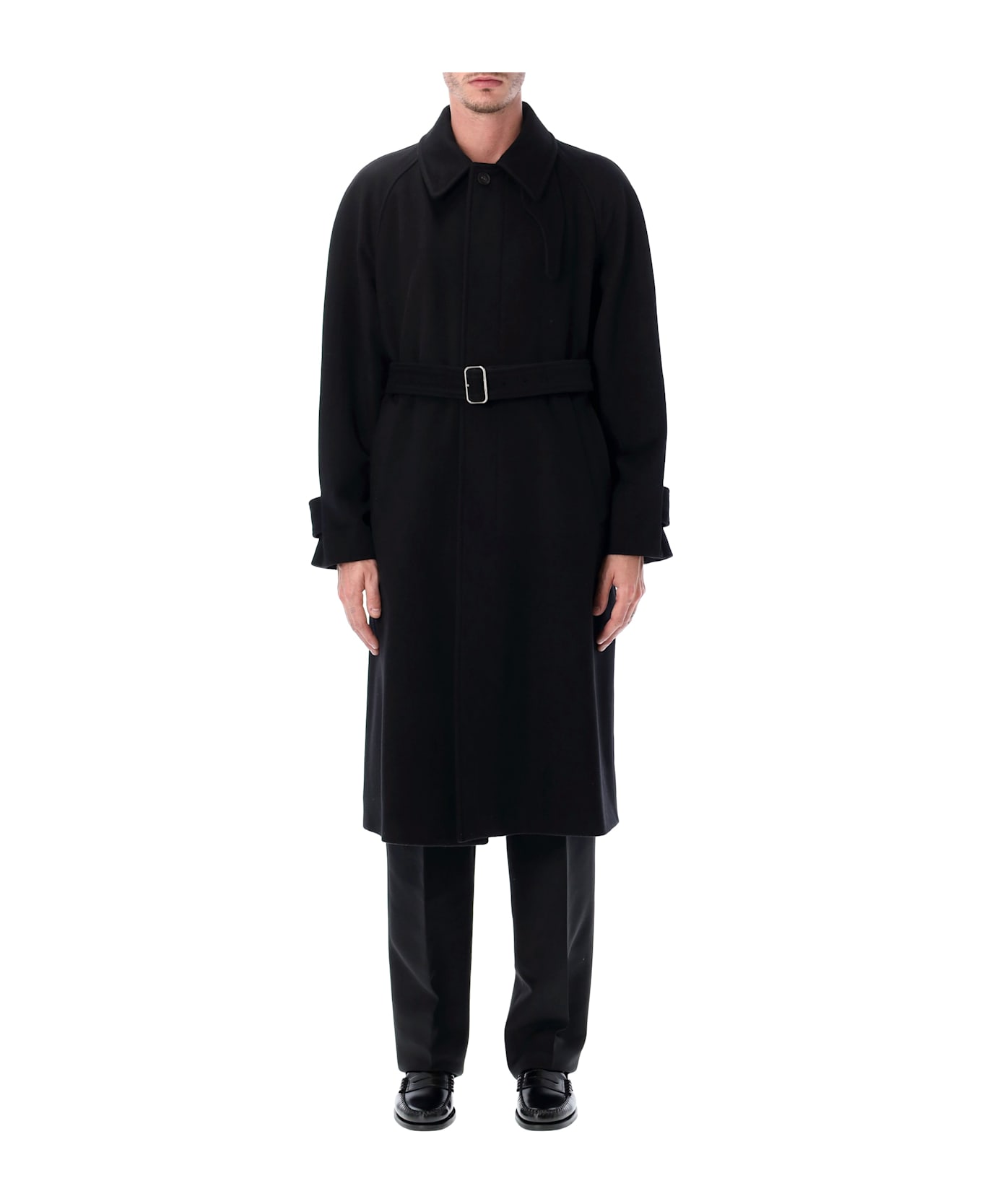 Ferragamo Black Cashmere-blend Belted Coat - NERO