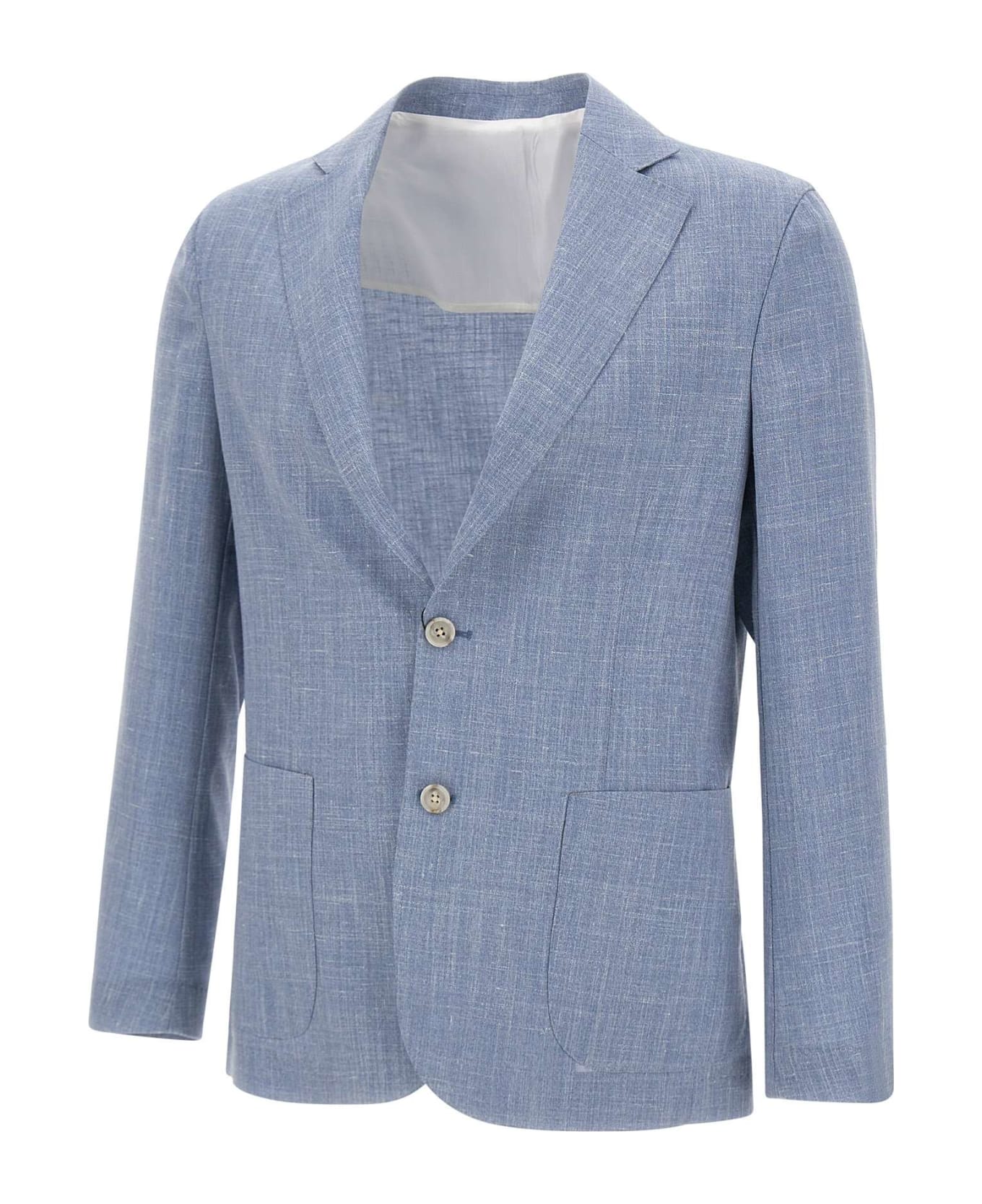 Barba Napoli Wool, Silk And Linen Blazer - LIGHT BLUE