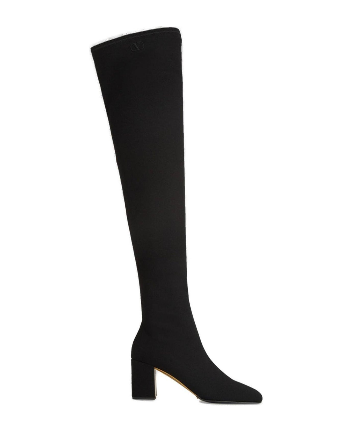 Valentino Garavani Square Toe Thigh-length Boots - Black