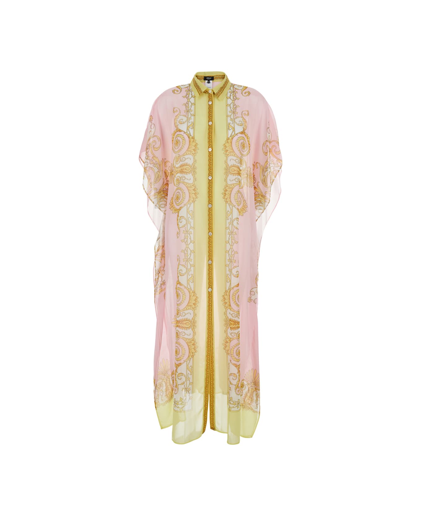 Versace Multicolor Caftan With Button Closure And All-over Geometric Print In Fabric Woman - Multicolor