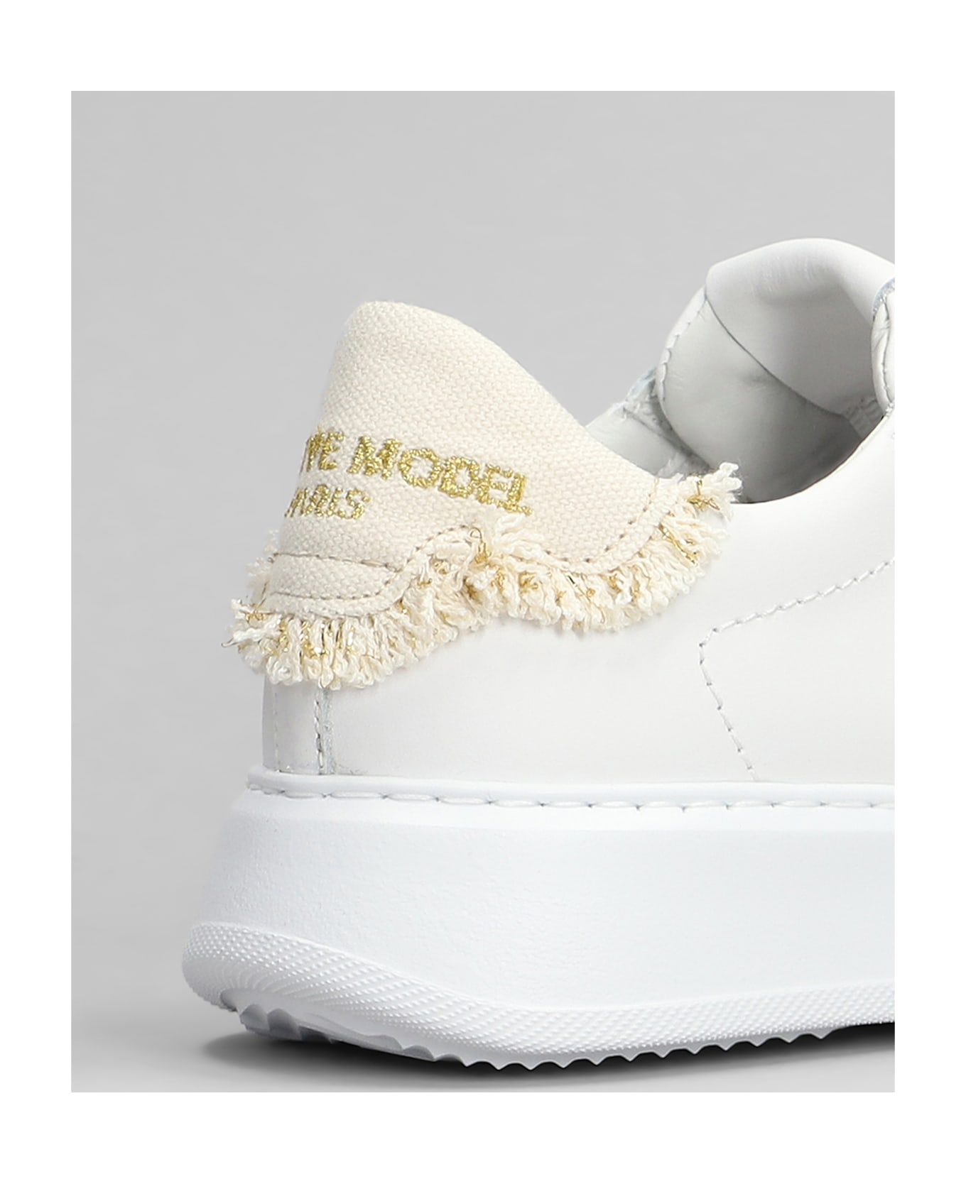 Philippe Model Temple Low Sneakers In White Leather - white