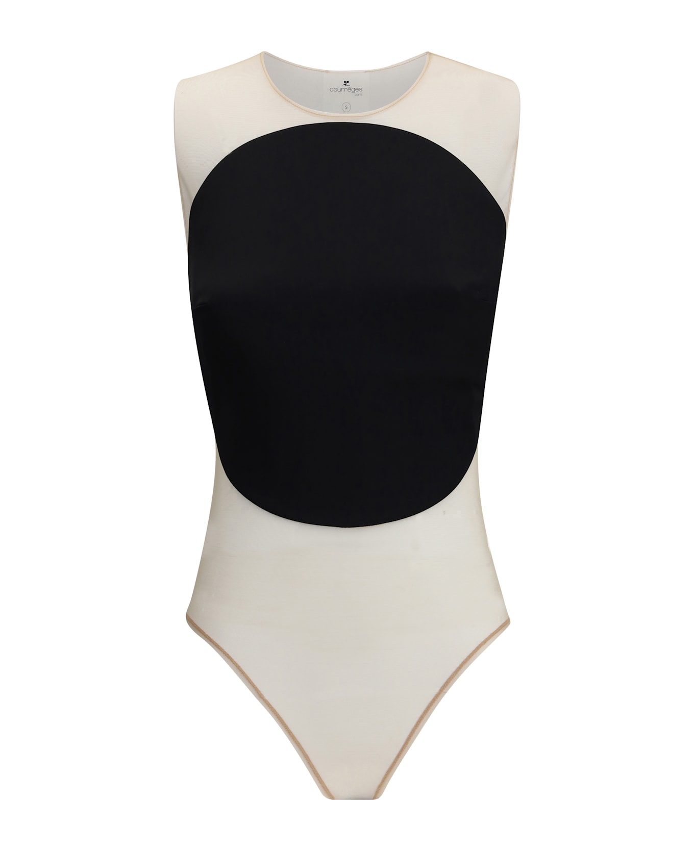 Courrèges Illusion Circle Satin Bodysuit - Black