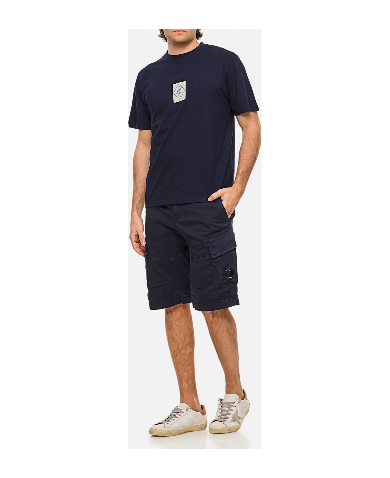 C.P. Company Sateen Stretch Cargo Shorts - Blue