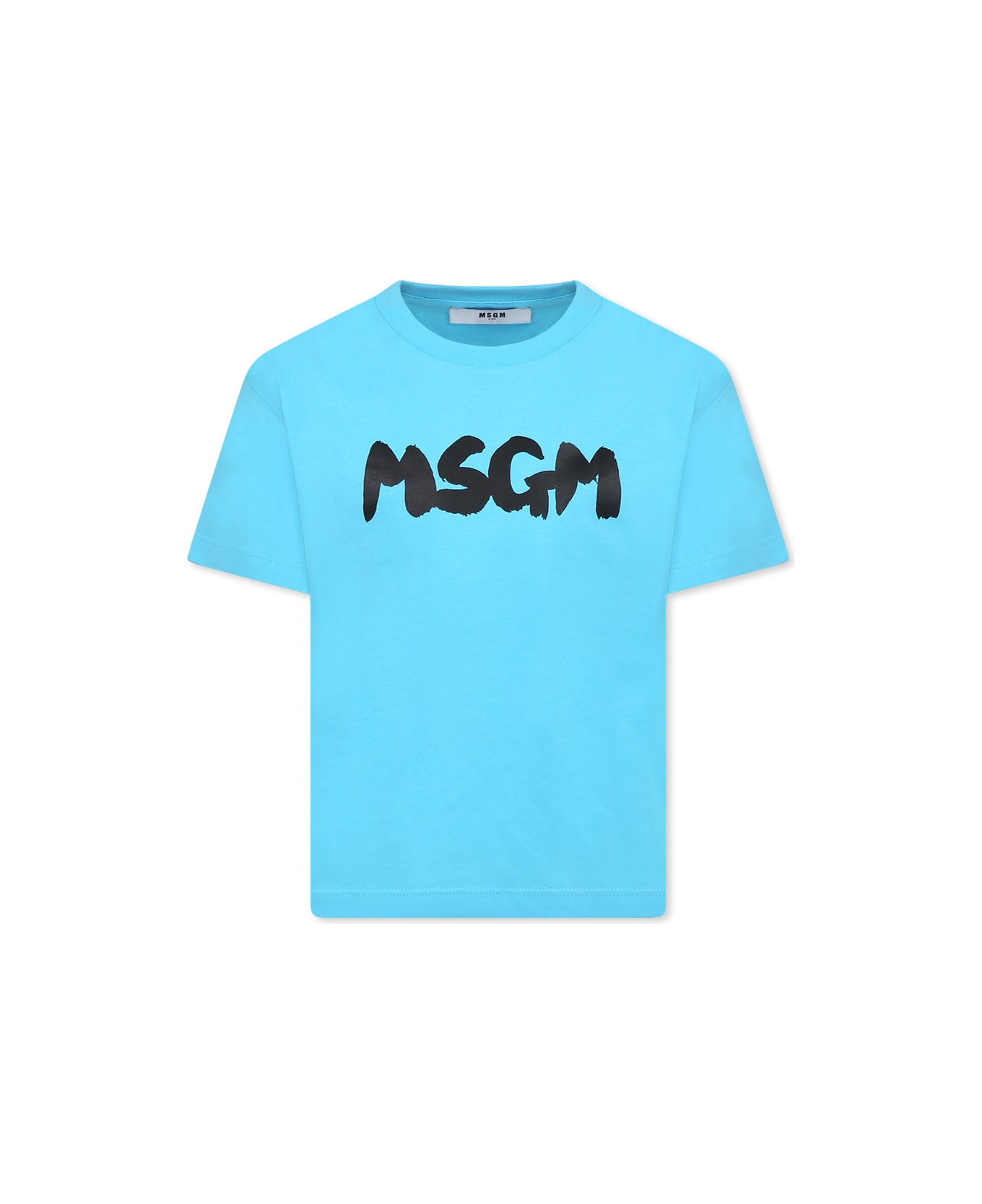 MSGM Light Blue T-shirt For Kids With Logo - Light Blue