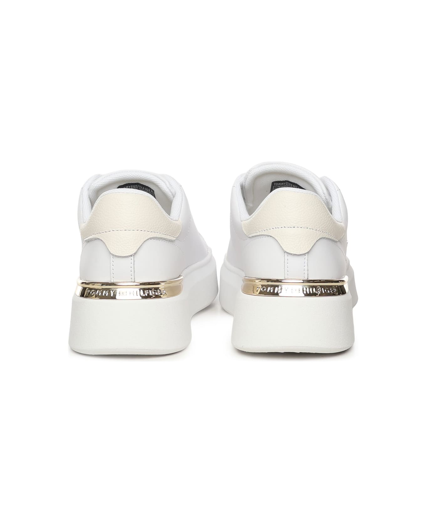 Tommy Hilfiger Leather Sneakers With Monogram - White
