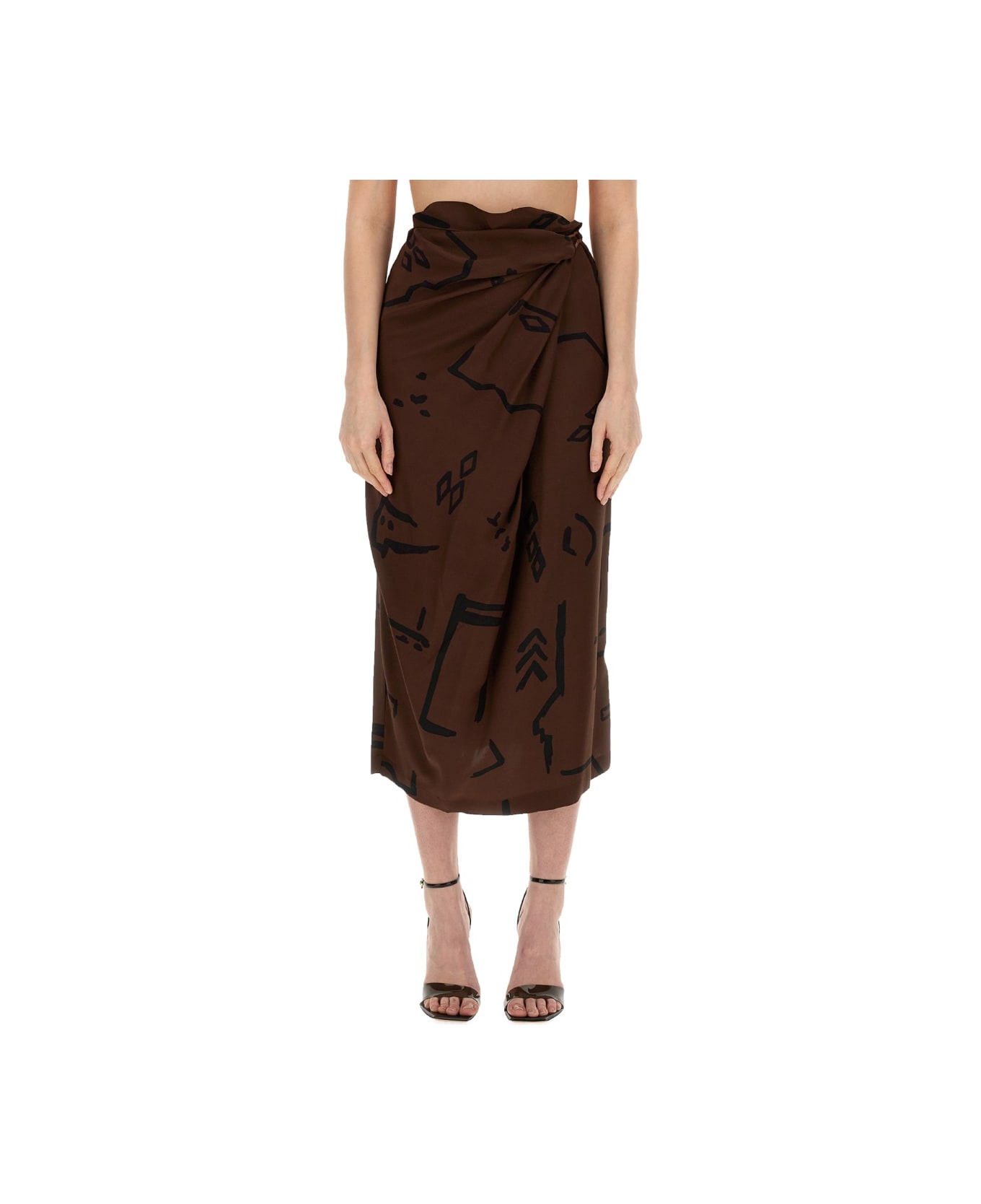 Alysi Native Print Skirt - BROWN