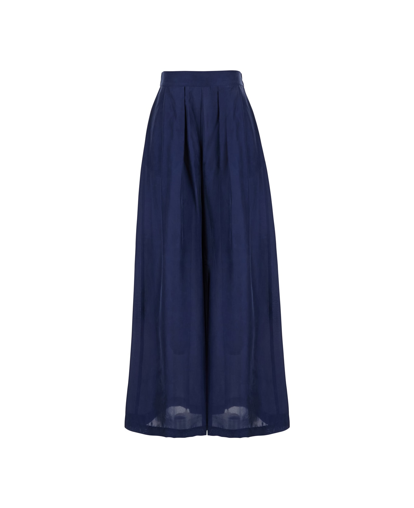 Momonì 
boto
 Blue Palazzo Pants With Pences And Rear Elastic Waist In Silk Woman - Blu