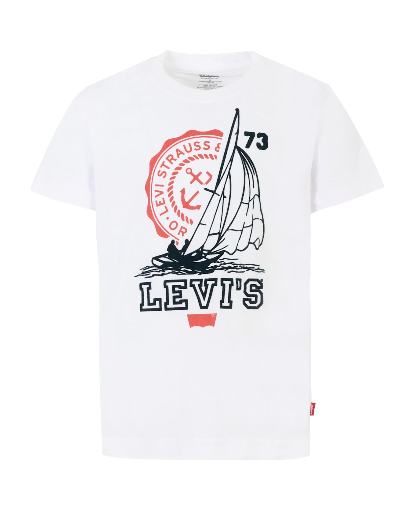 Levi
s White T-shirt For Boy With Sailboat And Logo - White