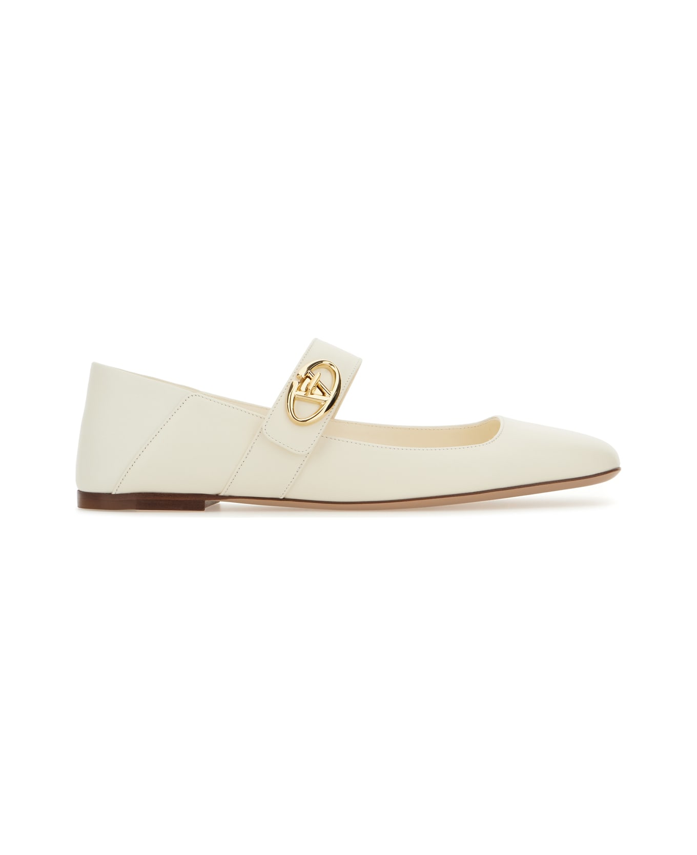 Valentino Garavani Ivory Leather Ballerinas - IVORY