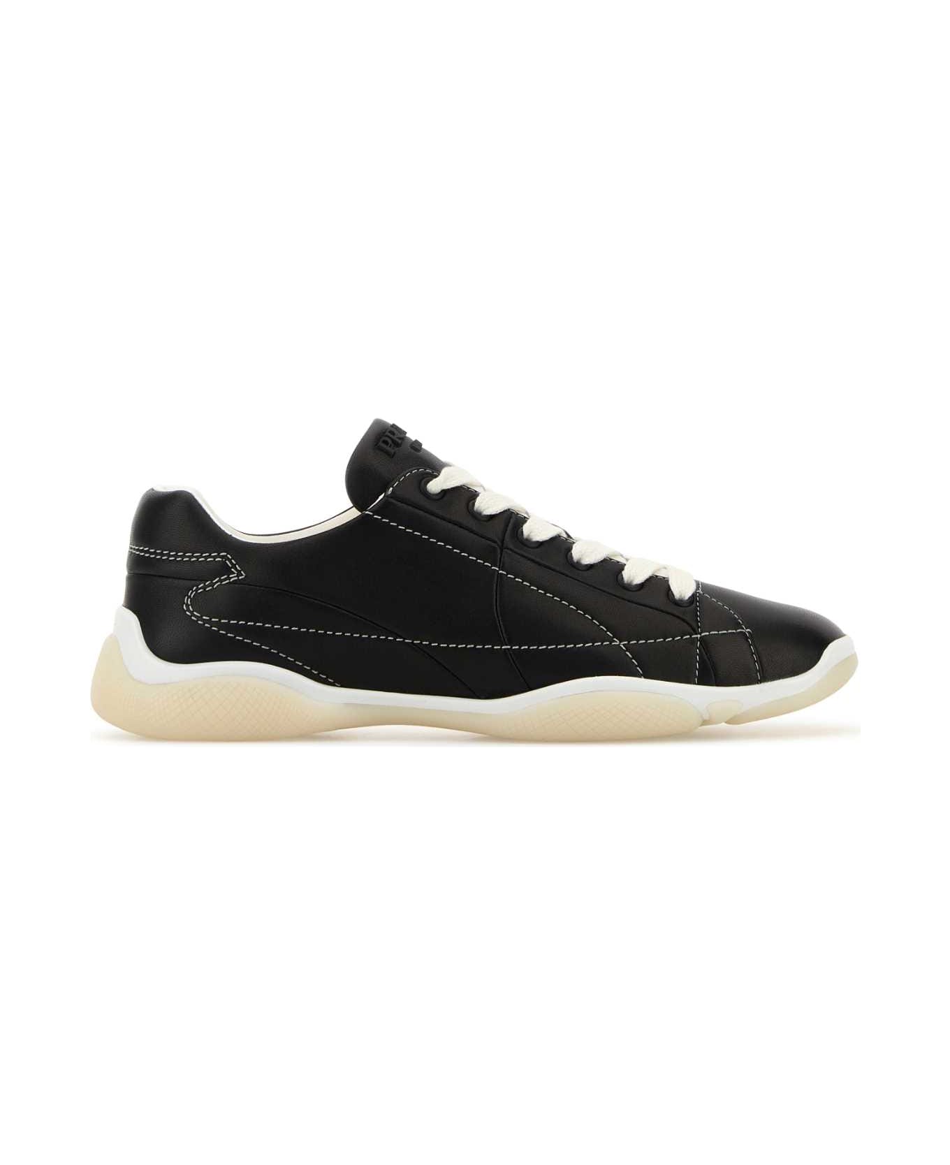 Prada Black Leather Sneakers - NERO 1