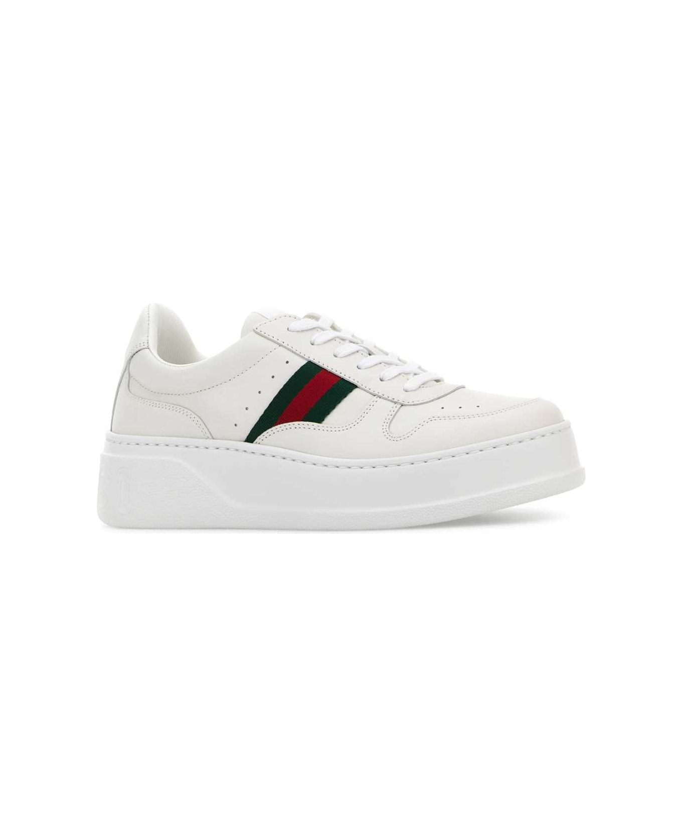 Gucci White Leather Sneakers - GWHITEVRVGWHITE
