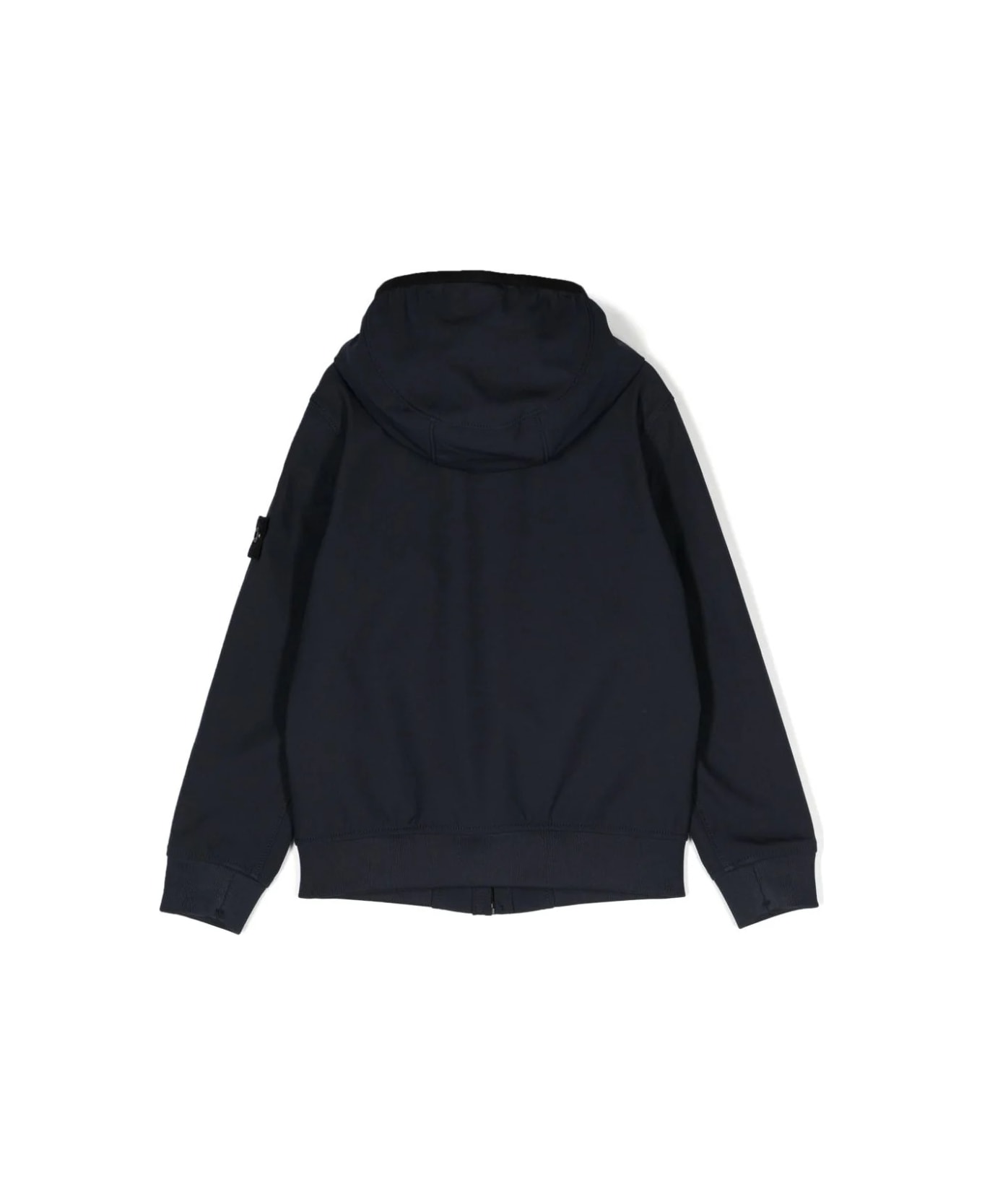 Stone Island Junior Navy Blue Light Soft Shell-r E.dye Jacket In Recycled Polyester - Blue