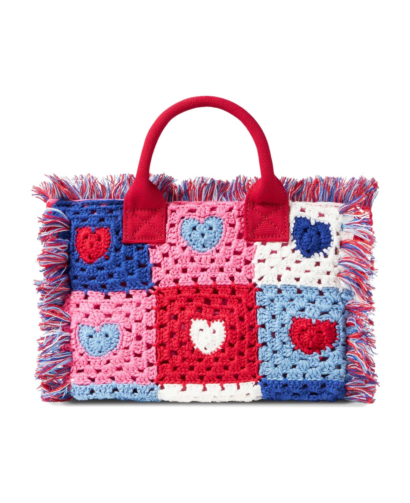 MC2 Saint Barth Colette Handbag With Crochet Heart Patches - RED