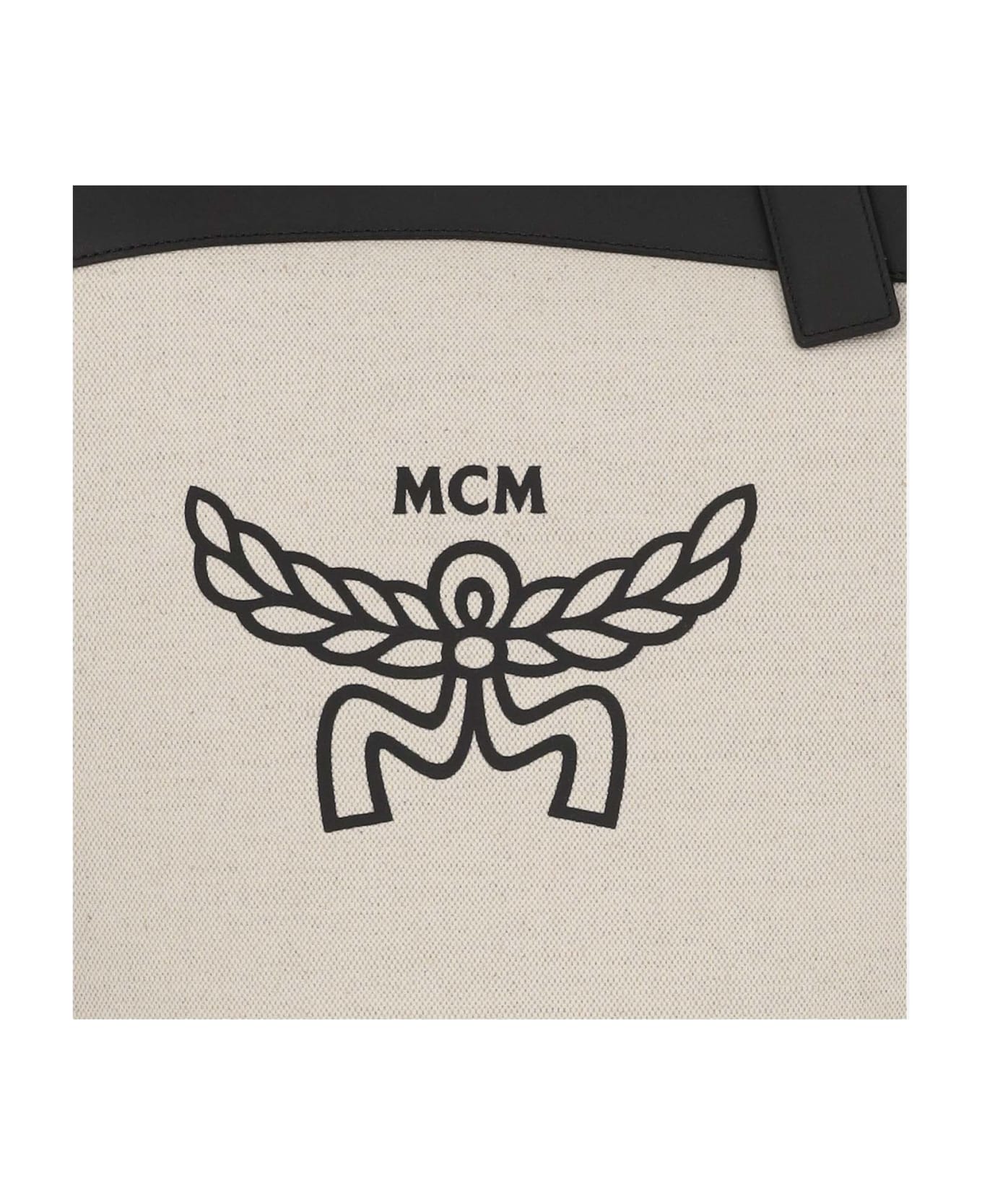 MCM Cotton Canvas And Leather Himmel Shoulder Bag - Black