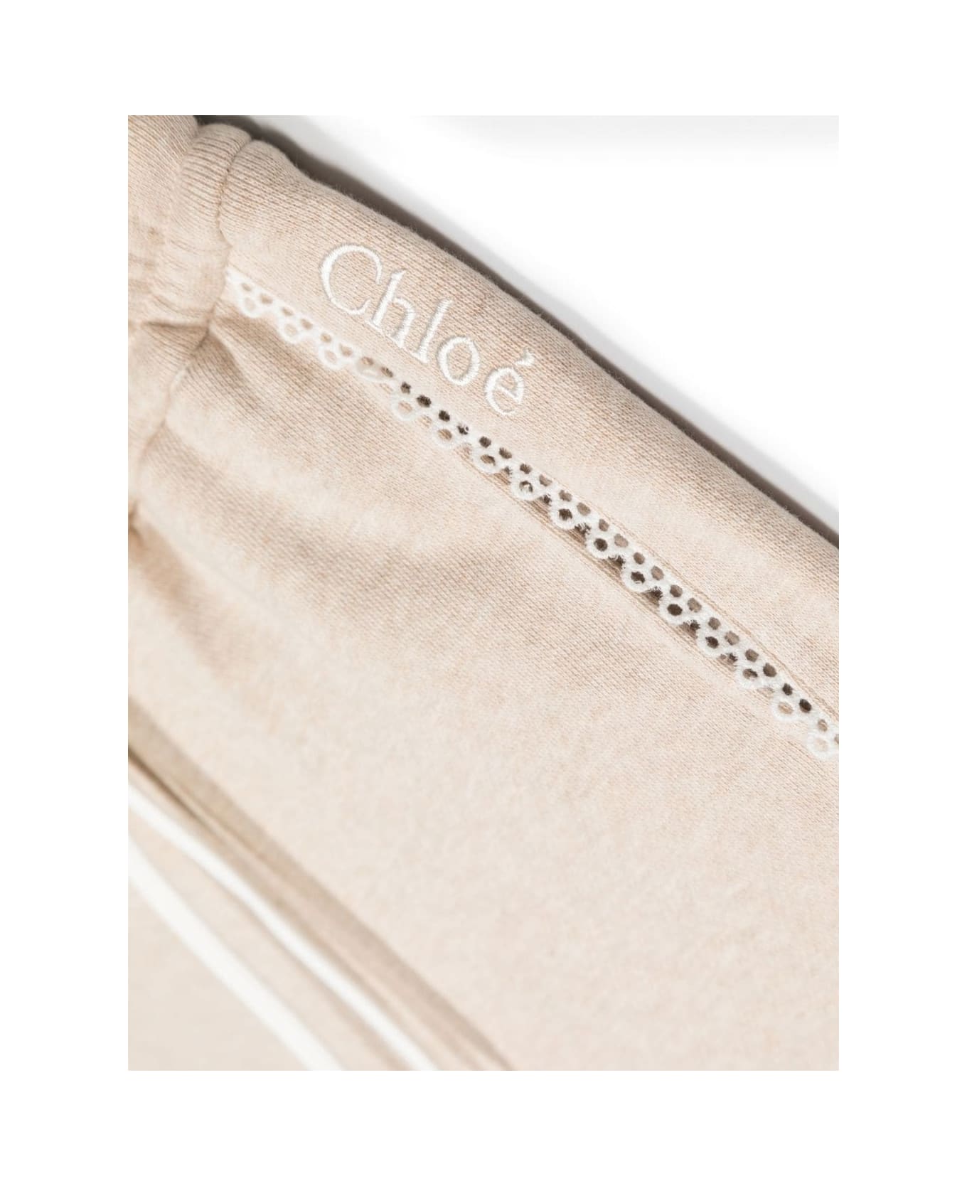 Chloé Shorts With Embroidered Logo In Cotton Girl - Beige
