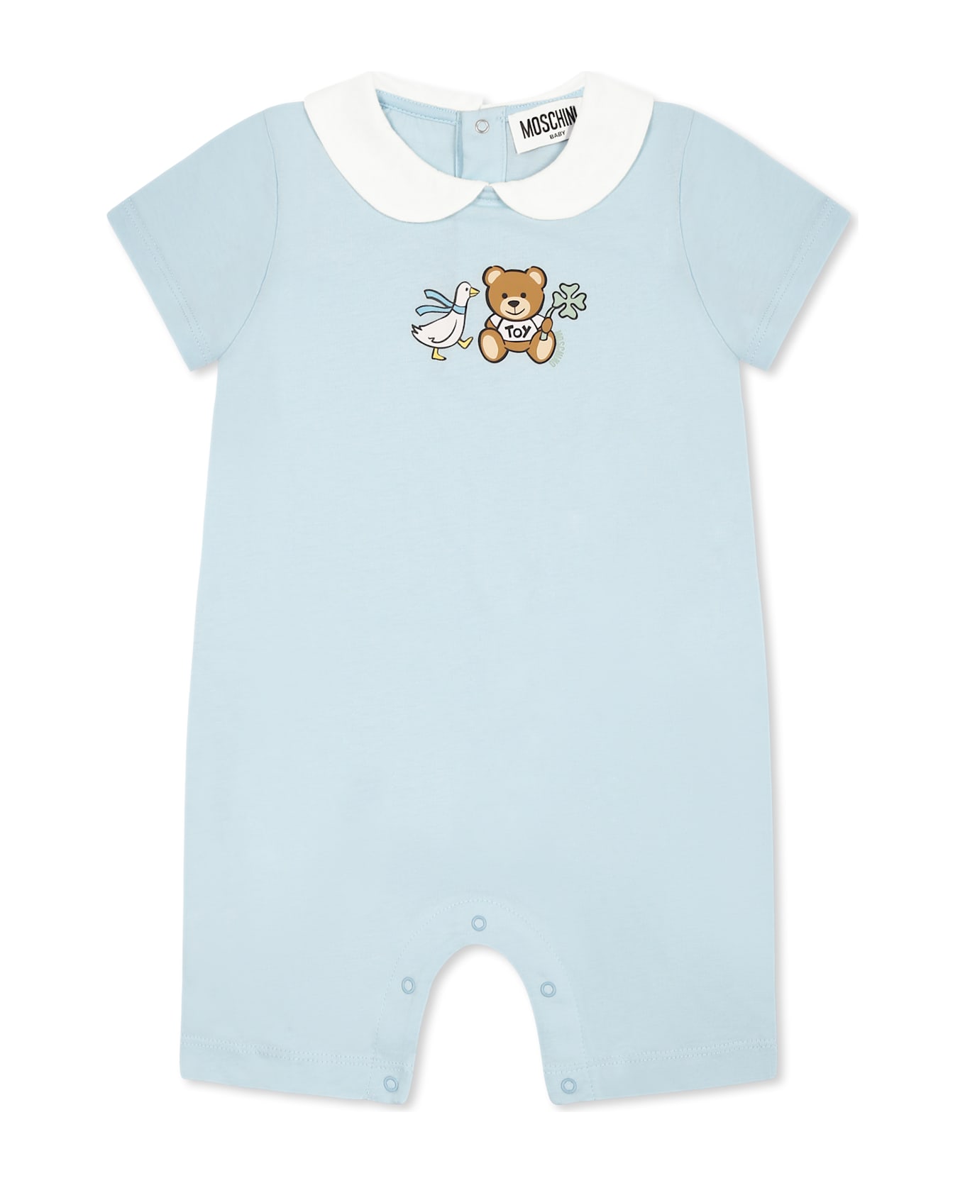 Moschino Light Blue Romper For Baby Boy With Teddy Bear - Light Blue
