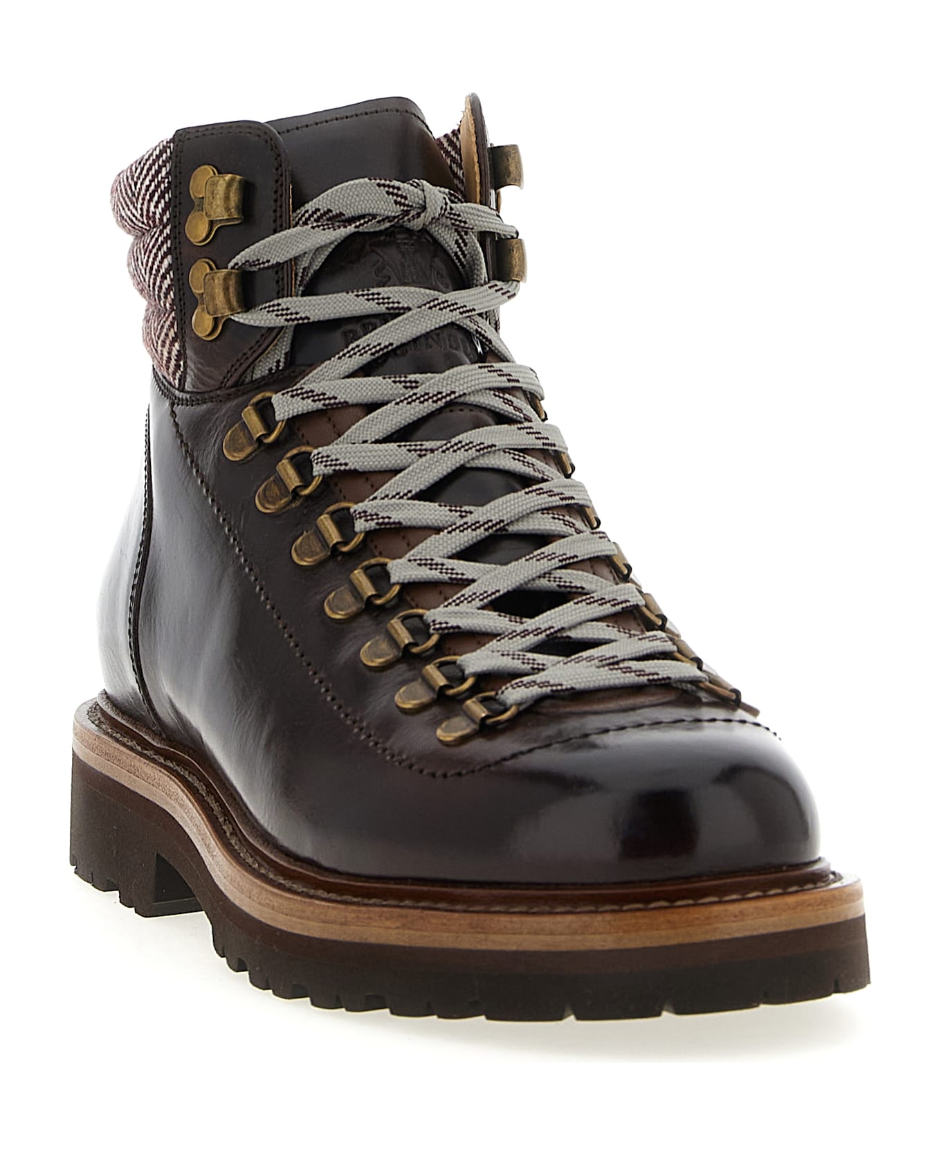 Brunello Cucinelli Herringbone Insert Ankle Boots - Brown