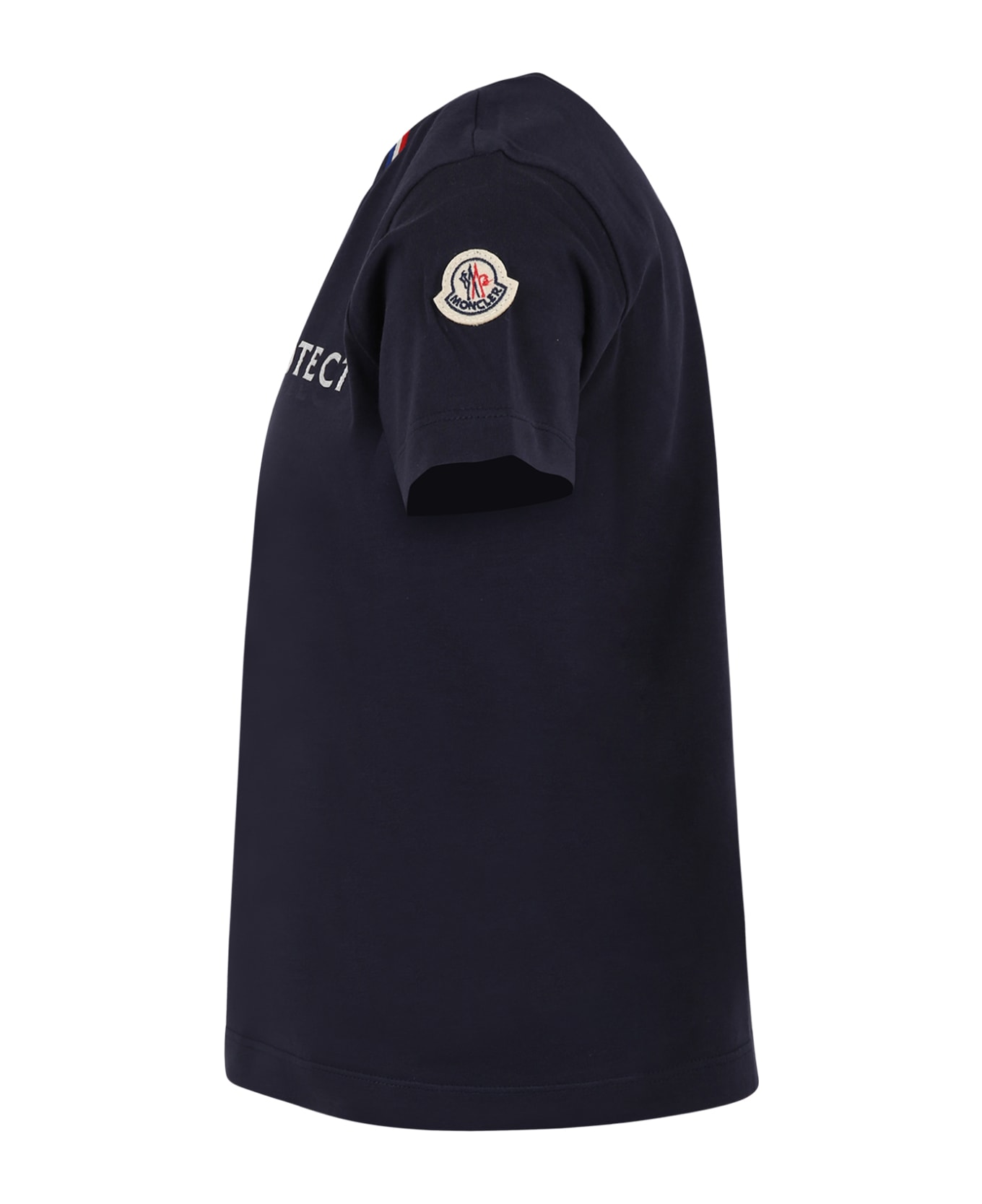 Moncler Blue T-shirt For Boy With Logo - Blue