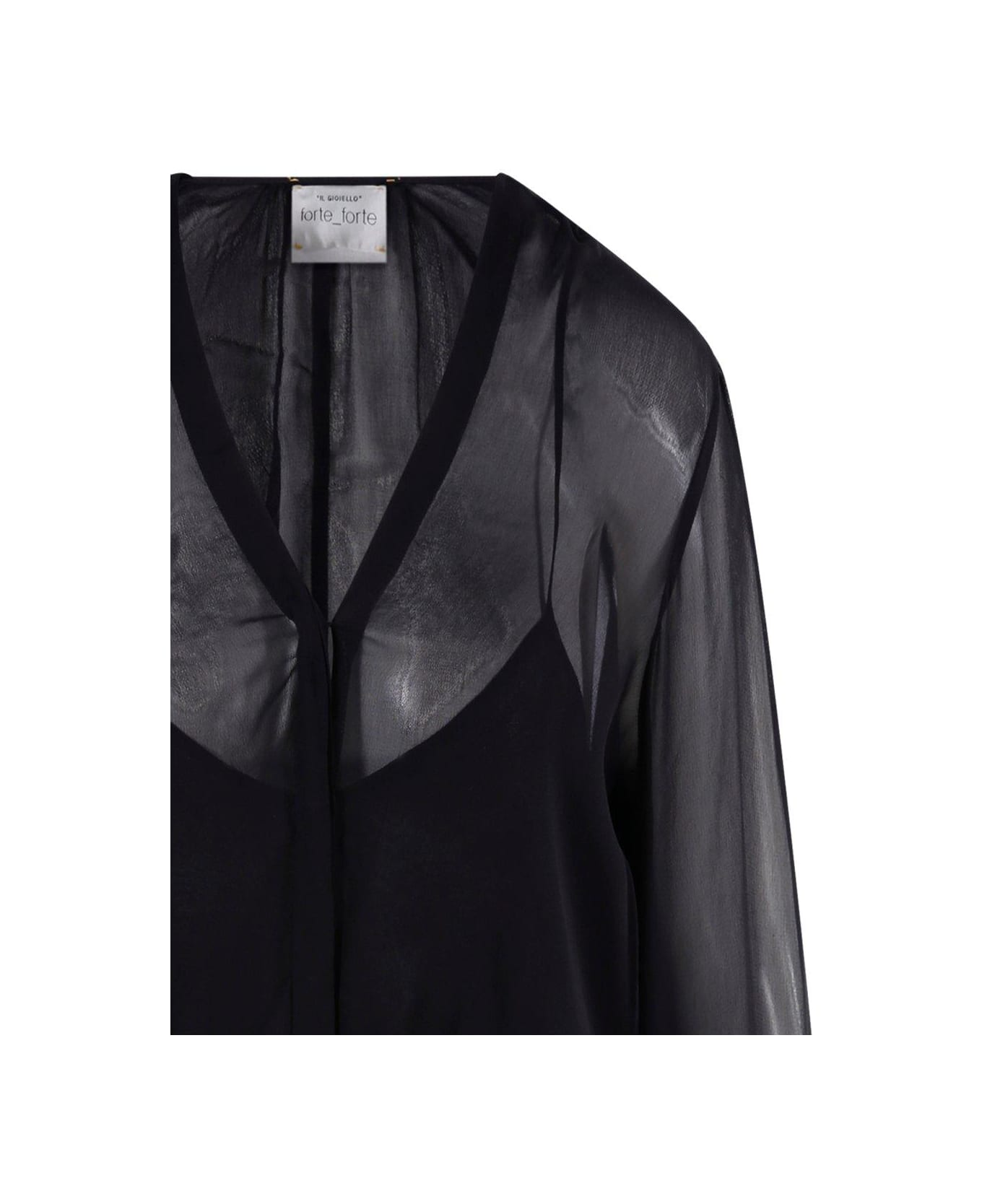 Forte_Forte Embellished Detailed V-neck Blouse - Noir