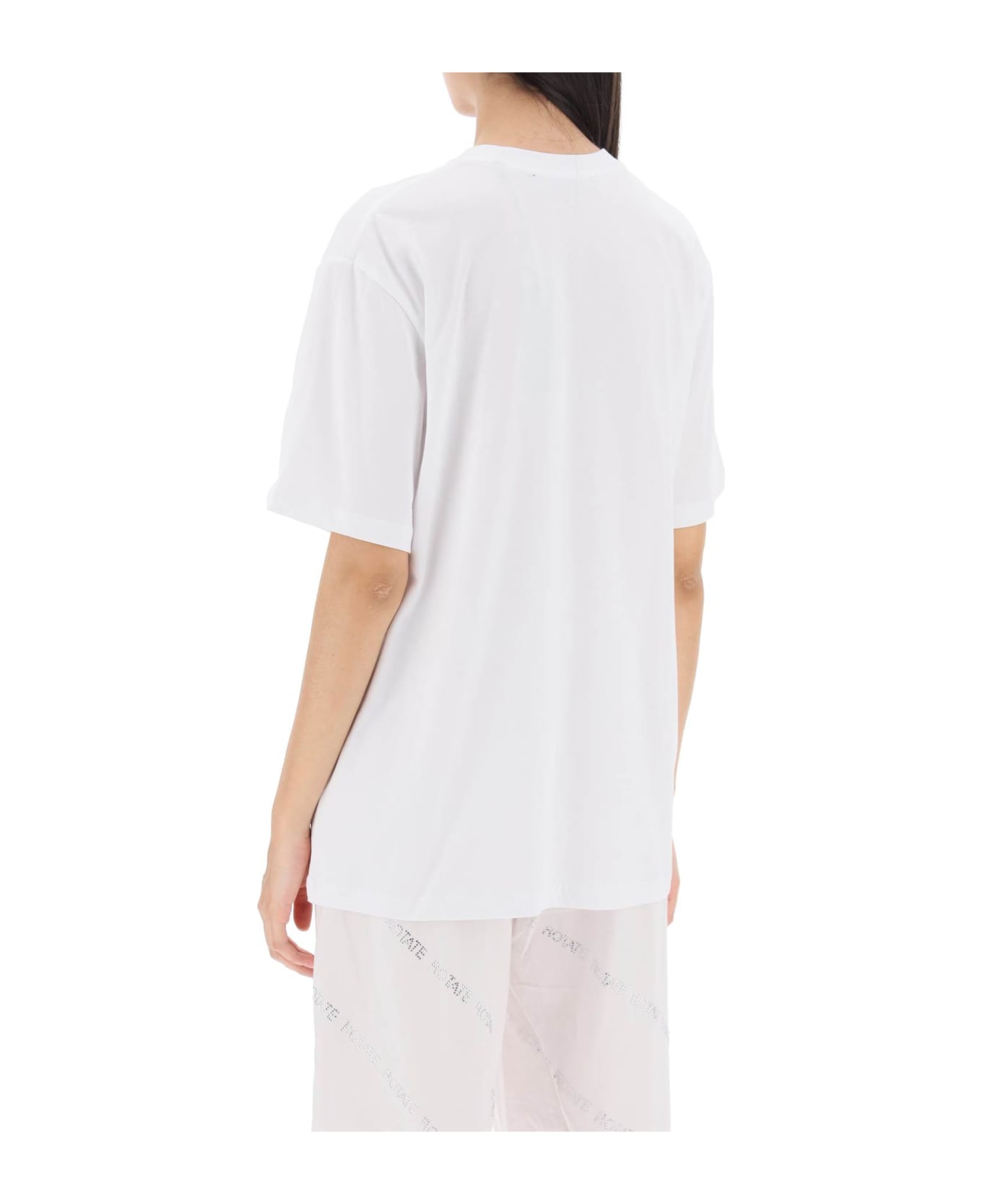 Rotate by Birger Christensen Crew-neck T-shirt With Crystal Logo - BRIGHT WHITE (White)