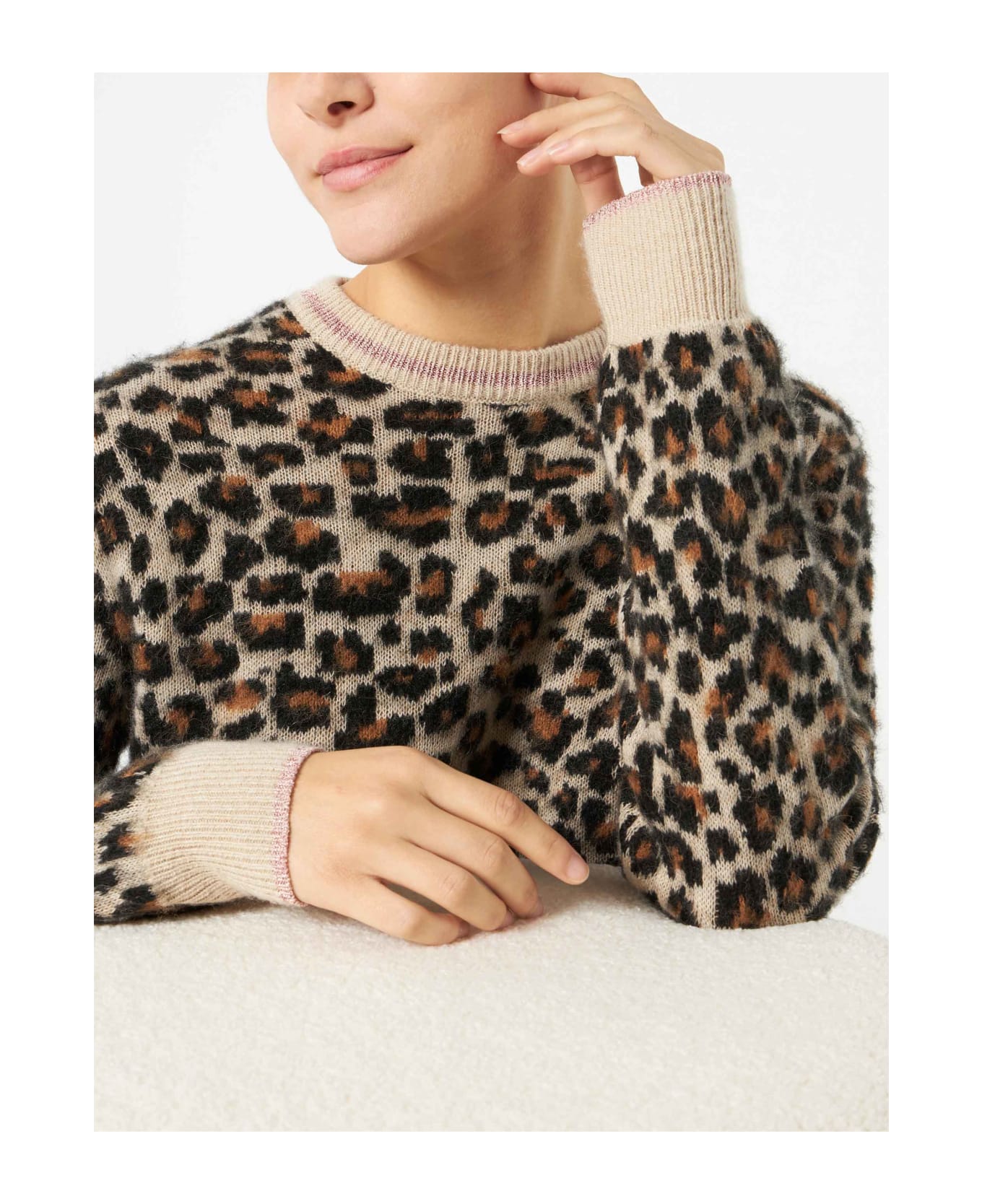 MC2 Saint Barth Woman Brushed Sweater With Leopard Pattern - MULTICOLOR ニットウェア
